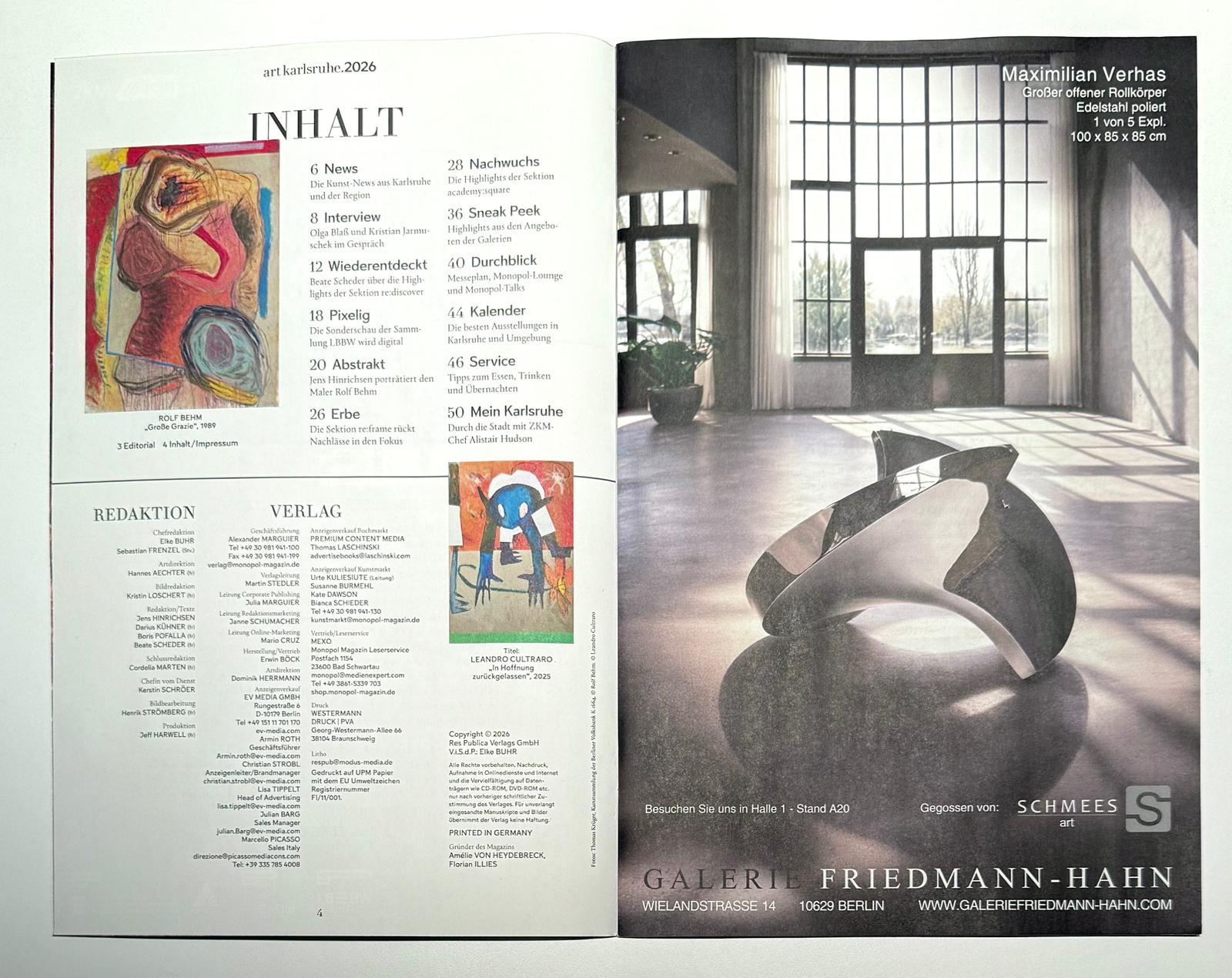 Im aktuellen @monopolmagazin Sonderheft glänzt unser Studio und bildet den perfekten Rahmen für die Kunst von Maximilian Verhas. @galerie_friedmann_hahn #maximilianverhas