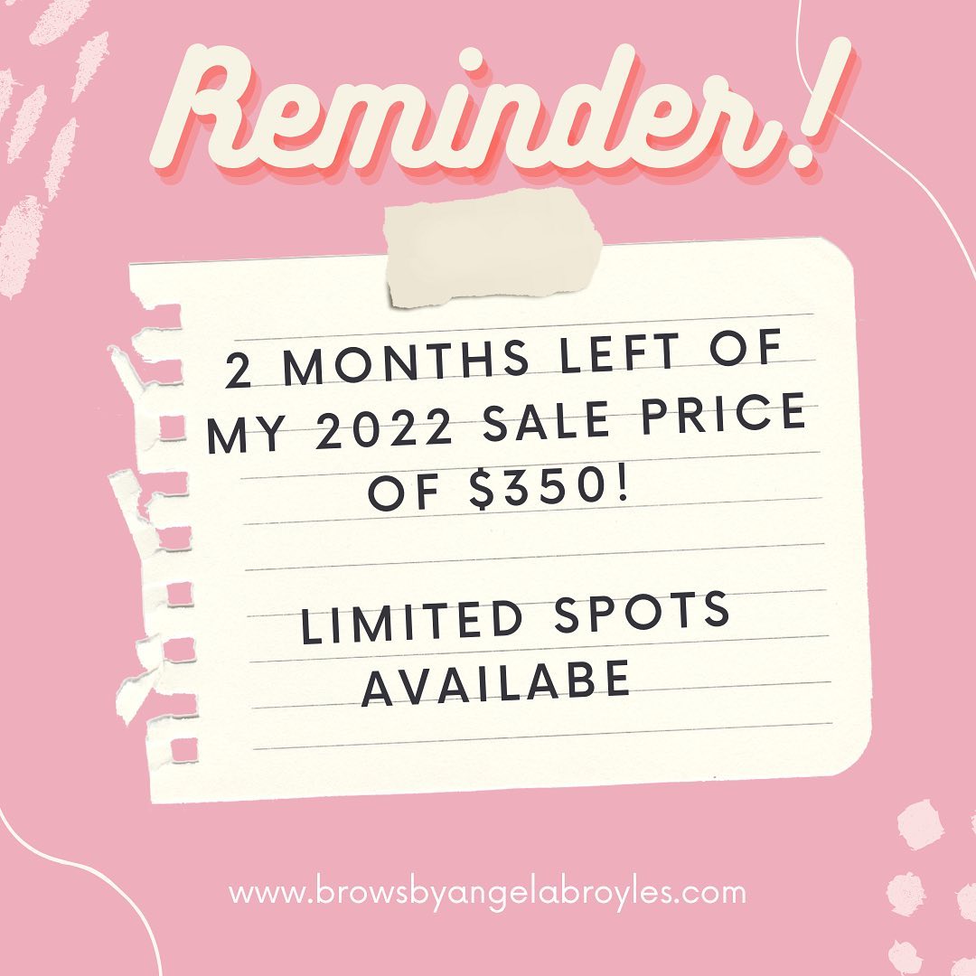 Reminder! Only 2 months left of my 2022 sale price of $350 for permanent makeup! Starting January of 2023 permanent makeup services will be regular price!
•
🌸FREE Consultation! Have questions and would like to see if you’re a good candidate? Contact me and we can set up a FaceTime call.
•
Contact me today!
•
#PermanentCosmetics #Technician #Esthetician #BrowEnthusiast #BrowGirl #Microblading #October
#investinyourself #PermanentMakeup #microblading #Tattoo #ink #Eyebrows #BrowGame #BrowBoss #downersgrove #Downtown #Spa #SupportSmallBusiness #Share #Like #illinois #naperville #BrowsOnpoint