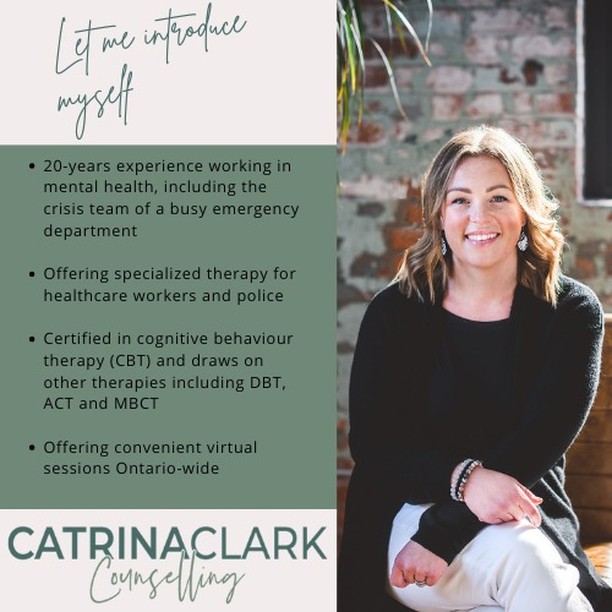 Thank you for following along from the beginning -- the clinic is open and accepting new clients!
~Catrina
#privatepracticetherapist #therapy #ontariotherapist #healthcareworkers #police #recovery #workplacestress #ontariocounsellor #cbt #support #frontline #frontlineworkers #frontlineheroes #psychotherapy #psychotherapyonline