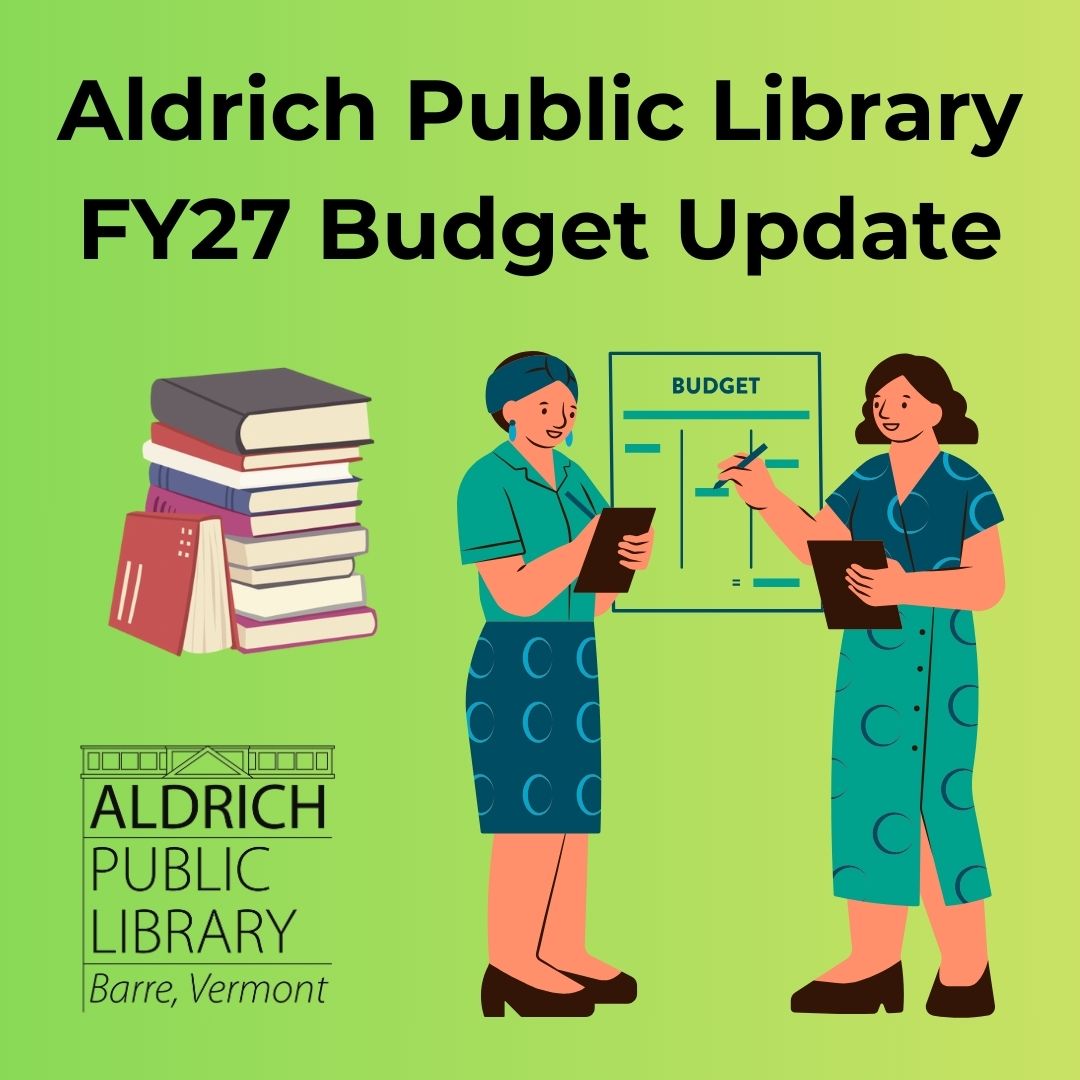 The library has presented our budget requests to both the City and Town of Barre for the upcoming fiscal year. We’re sharing what we requested and inviting you to join us for our Books, Budget, and the Big Picture budget session on Wednesday, Feb. 18, from 4:30–6 p.m to learn more about our budget request and our future plans.
We hope you find this slideshow informative. Videos from each meeting where we presented are available online. Please reach out if you’d like a direct link to our full presentations.