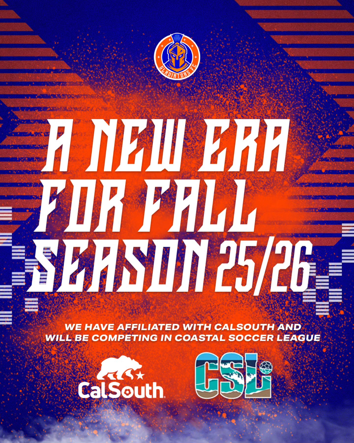 Big News for Gladiators FC!
We’re entering a new era this Fall 25/26 season!
We’re now officially affiliated with CalSouth and will be competing in the Coastal Soccer League!
This is a huge step forward for our club, and we’re ready to take the competition to the next level.
Get ready for elite development, high-level matchups, and a season to remember!
Let’s go, Gladiators!
#GladiatorsFC #ANewEra #FallSeason2526 #CalSouth #CSL #YouthSoccer #LevelUp #BanningCA
Would you like a Spanish version as well?