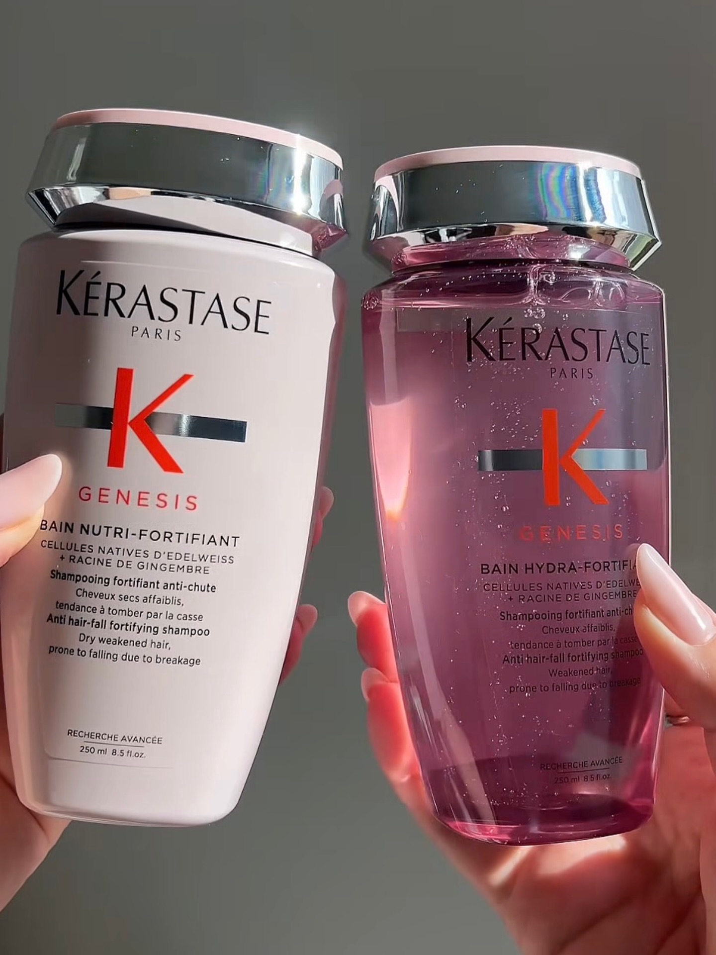 Hair fall from breakage? Meet your new shower staples. Kérastase Genesis Shampoo & Conditioner are clinically formulated to strengthen fragile strands and reduce hair fall caused by breakage starting right at the scalp.
Powered by a dual-action formula, Genesis combines Aminexil, which helps anchor the hair fiber at the root, with Edelweiss Native Cells and Ginger Root, known for their antioxidant and protective properties. The result? Hair that feels stronger, more resilient, and visibly fuller over time.
Healthy hair starts at the root and Genesis has the science to prove it. Available in salon!