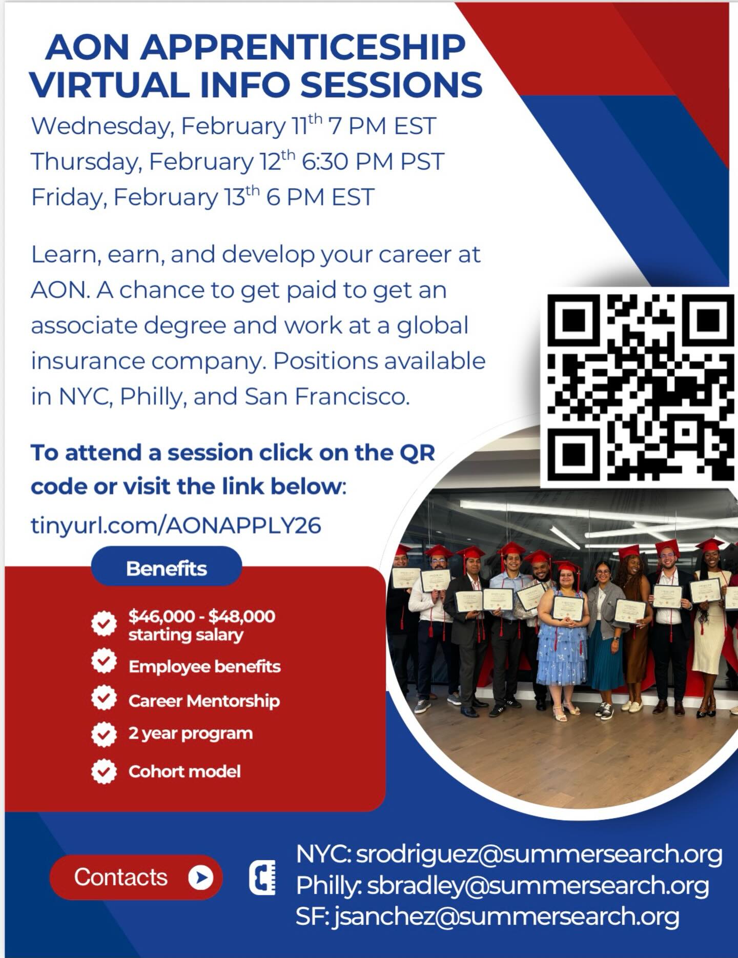 🚨ATTN Summer Searchers! Get paid, earn your Associates Degree, and launch your career with AoN, a global insurance company! 🌎
Join a virtual info session this week to learn more about this opportunity with AoN! Link to register is in our bio!
#summersearch #summersearchbayarea #summersearchershavenoceilings
