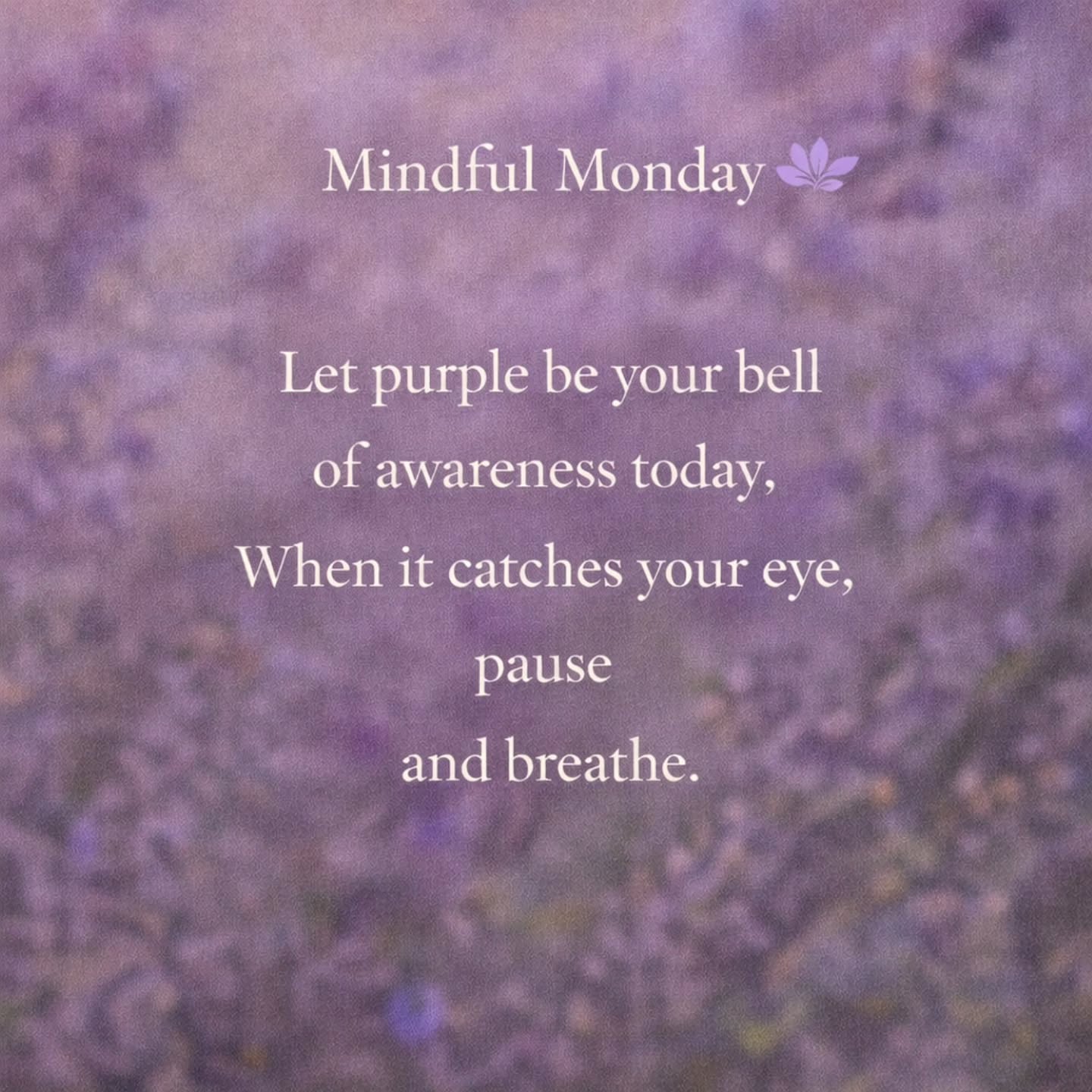 ๐ ๐ถ๐ป๐ฑ๐ณ๐๐น ๐ ๐ผ๐ป๐ฑ๐ฎ๐ ๐
Let the colour purple be your bell of awareness today.
When it catches your eye,
pause
and breathe.
#interfaithminister #mindfulness #mindfulmoment #mindfulmonday
#purple