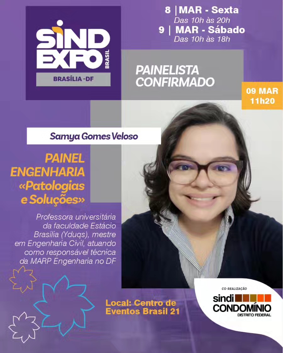 Para começar 2024 com TUDO, faremos parte do painel de engenharia da SINDEXPO!
Esteja conosco em mais esse evento @sindicondominio @sindexpo em Brasília!