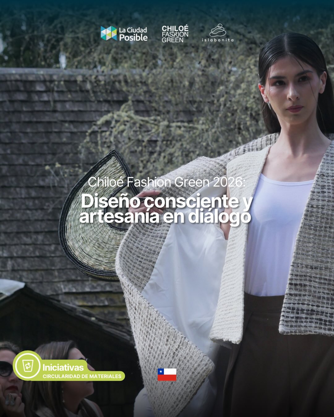 La colección de Isla Bonita en Chiloé Fashion Green 2026 💐
Compartimos registros de lo que fue la presentación de Isla Bonita en Chiloé Fashion Green 2026, donde las artesanas llevaron a la pasarela una colección de 15 ornamentos corporales, desarrollados a partir de fibra de manila y materiales reciclados, como cabos de pesca y plásticos domiciliarios.
Una propuesta que cruza artesanía, identidad local y circularidad de los materiales. 🪡
Desde La Ciudad Posible Latam acompañamos este proceso de creación y puesta en escena, proyectando el oficio artesanal hacia nuevos espacios de visibilidad y colaboración.
Este proceso contó con el apoyo de SC Johnson.