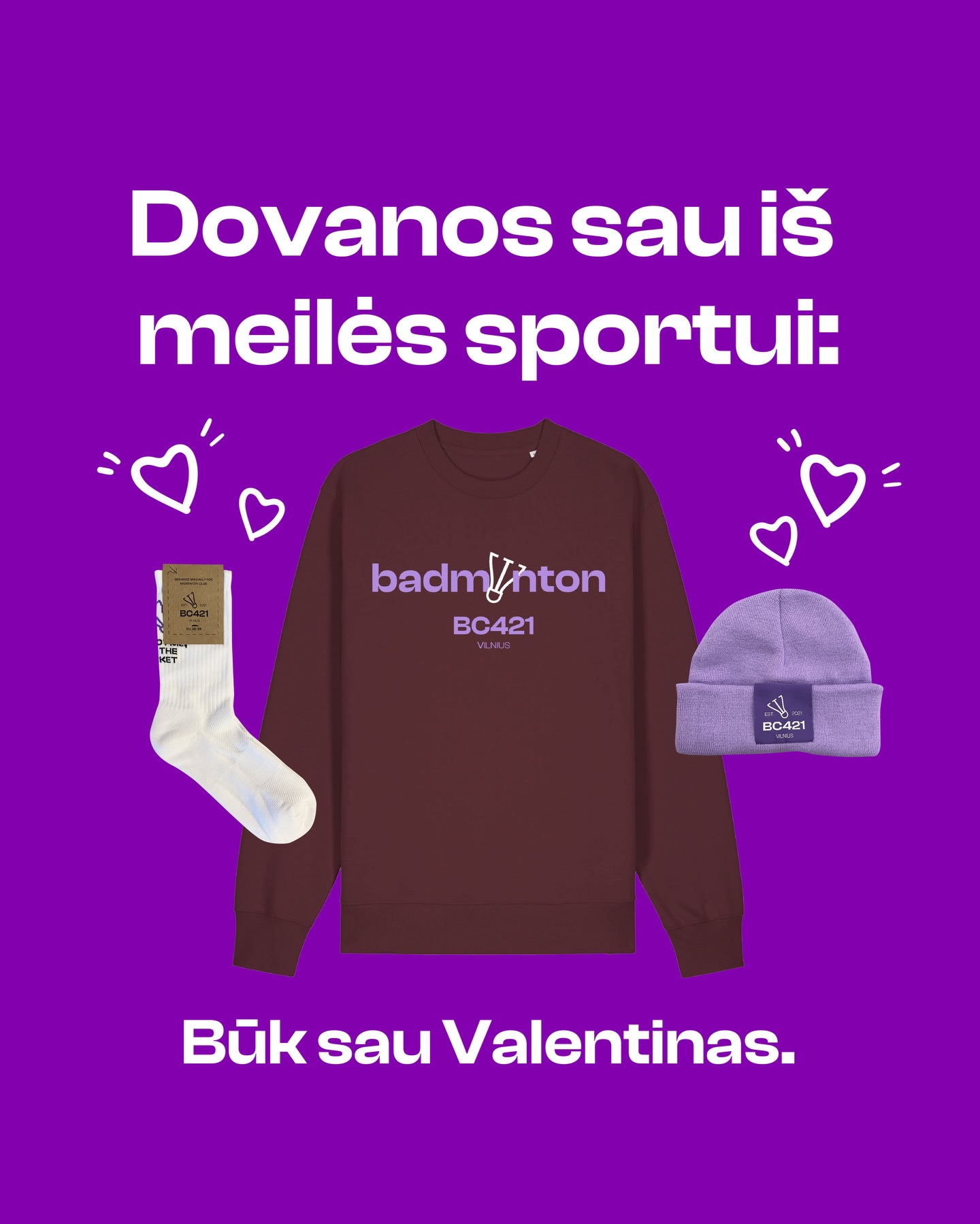 Užsisakyk jau šiandien ir per šv. Valentiną visiems parodyk, ką iš tiesų myli labiausiai. 🙃
Badmintono centro e-shop rasi (nuoroda BIO):
- Kepurę
- Vardinius marškinėlius
- Įvairių spalvų bei dizainų džemperius (gali rinktis spalvą/dizainą ir iš vaikų skyriaus, pritaikysime tau)
- Kojines
Būk sau Valentinas! 💜
#badminton #lovebadminton #valentines #giftformyself #badmintonas