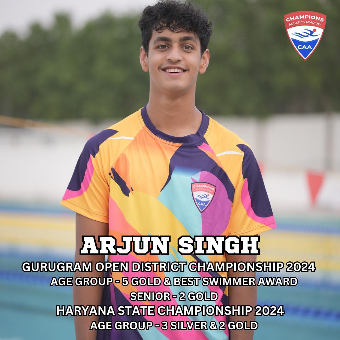 Celebrating Arjun Singh's Outstanding Achievements!
We are incredibly proud of Arjun Singh's remarkable performance at the Gurugram Open District Championship 2024 and the Haryana State Championship 2024!
Gurugram Open District Championship 2024:
Age Group: 5 Gold Medals & Best Swimmer Award
Senior: 2 Gold Medals
Haryana State Championship 2024:
Age Group: 3 Silver Medals & 2 Gold Medals
Arjun's dedication, hard work, and passion for swimming are truly inspiring!
Congratulations on these fantastic achievements!
Keep shining, Arjun! The sky's the limit!
#ChampionsAquaticsAcademy #SwimmingChampion #ProudMoment #HardWorkPaysOff #CAAStars #SwimmingSuccess