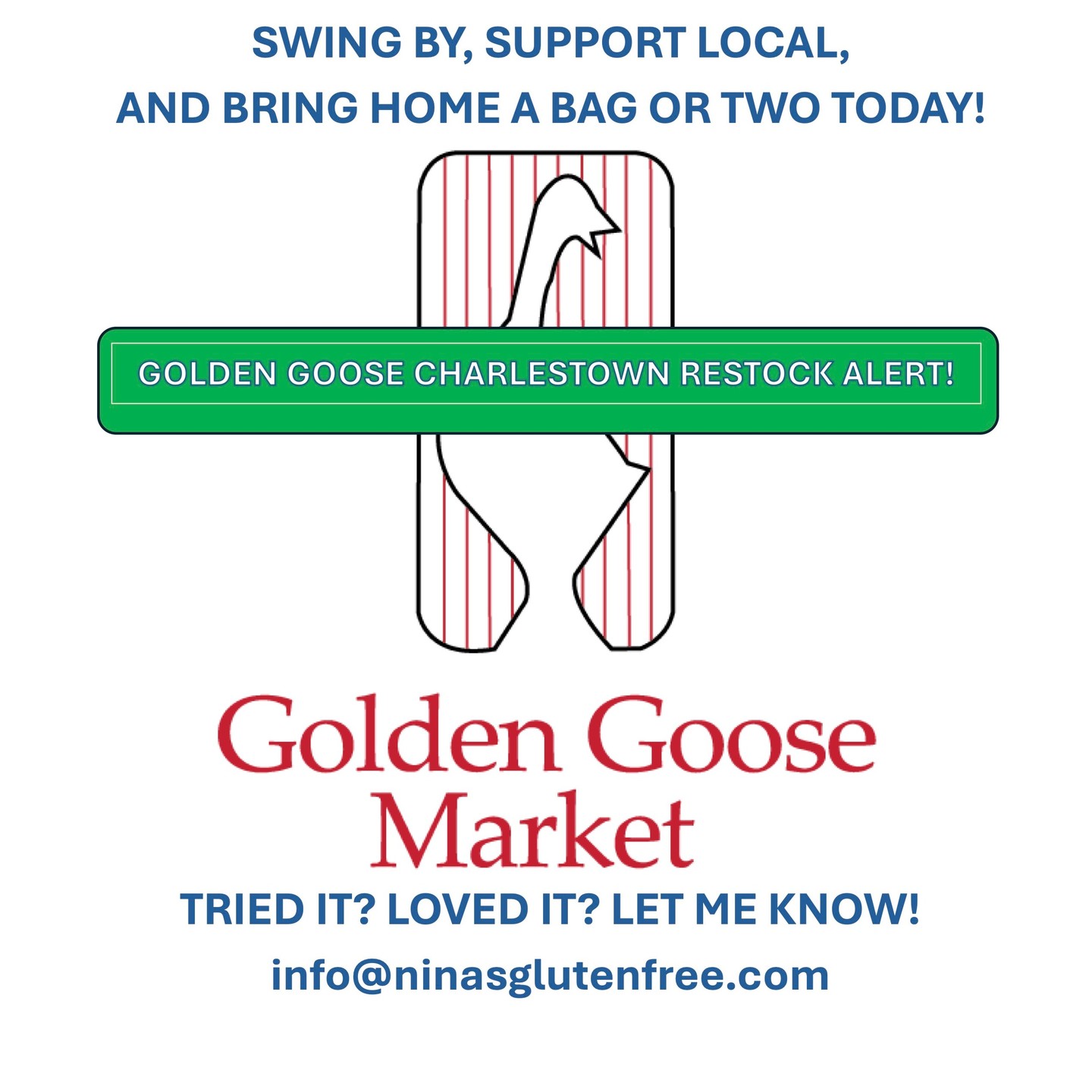 Nina's Gluten-Free Cornbread & Muffin Mix! This Martha's Vineyard Ag Fair Blue Ribbon Winner is back in stock at Golden Goose Charlestown! Bring it home today! It really is that good! #glutenfreebaking #bostoneats #cornbread #charlestownmoms #glutenfreefood