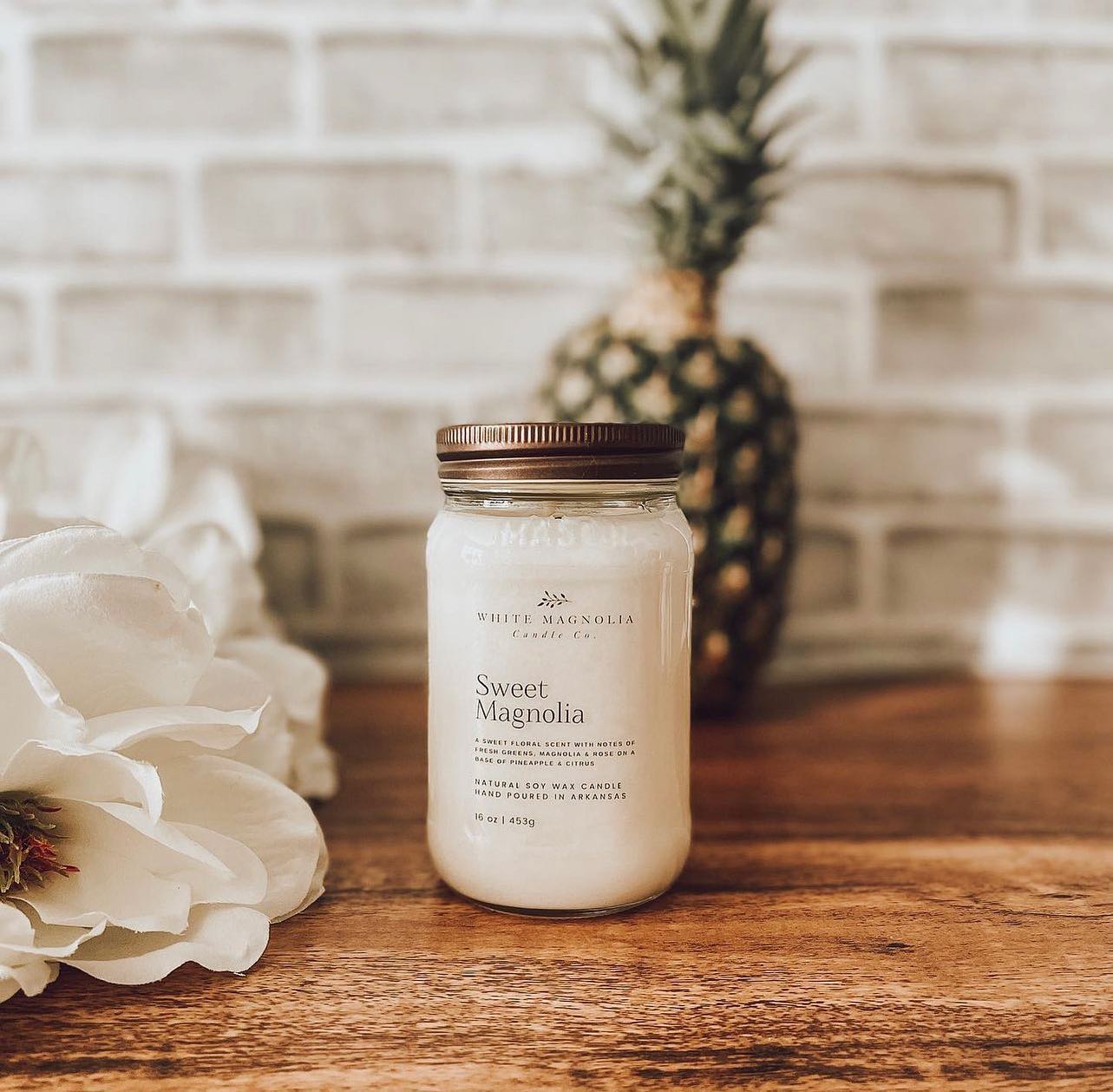 Our Classic Collection is still here! Available only in our 8 oz. & 16 oz. mason jars 🍍
Sweet Magnolia Scented Soy Candle
A sweet floral scent with notes of fresh greens, magnolia & rose on a base of pineapple & citrus
Order yours today!
www.whitemagnoliacandlecompany.com