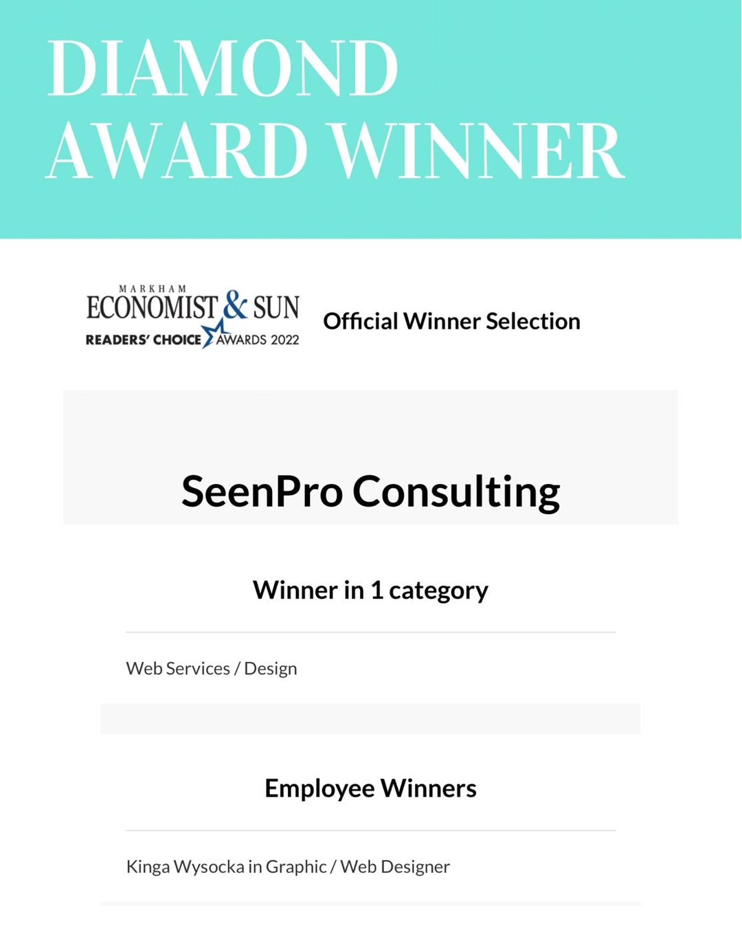 Thank you for choosing us again as the best web services and best web design company! 🎉
We also won in the individual employee category.
Thank you to all of our clients for voting. 🙏🏼
.
#yorkregion #exploremarkham #MarkhamMoms #torontomarketingagency #womenwhohustles #womenwhohustlehard #womeninbusinesss #womeninbusinessrock #digitalmarketingtoronto #torontobus #digitalmarketingtraining #markham #markhambusiness #markhamontario #torontobusinesses #torontobusiness #torontobusinessbabes #torontobusinessowner #torontobusinesswomen #instagramtipsforbusiness #torontomarketing #visitmarkham #markhameconomistandsun #readerschoiceawards #ReadersChoiceAwards2023 #readerschoice