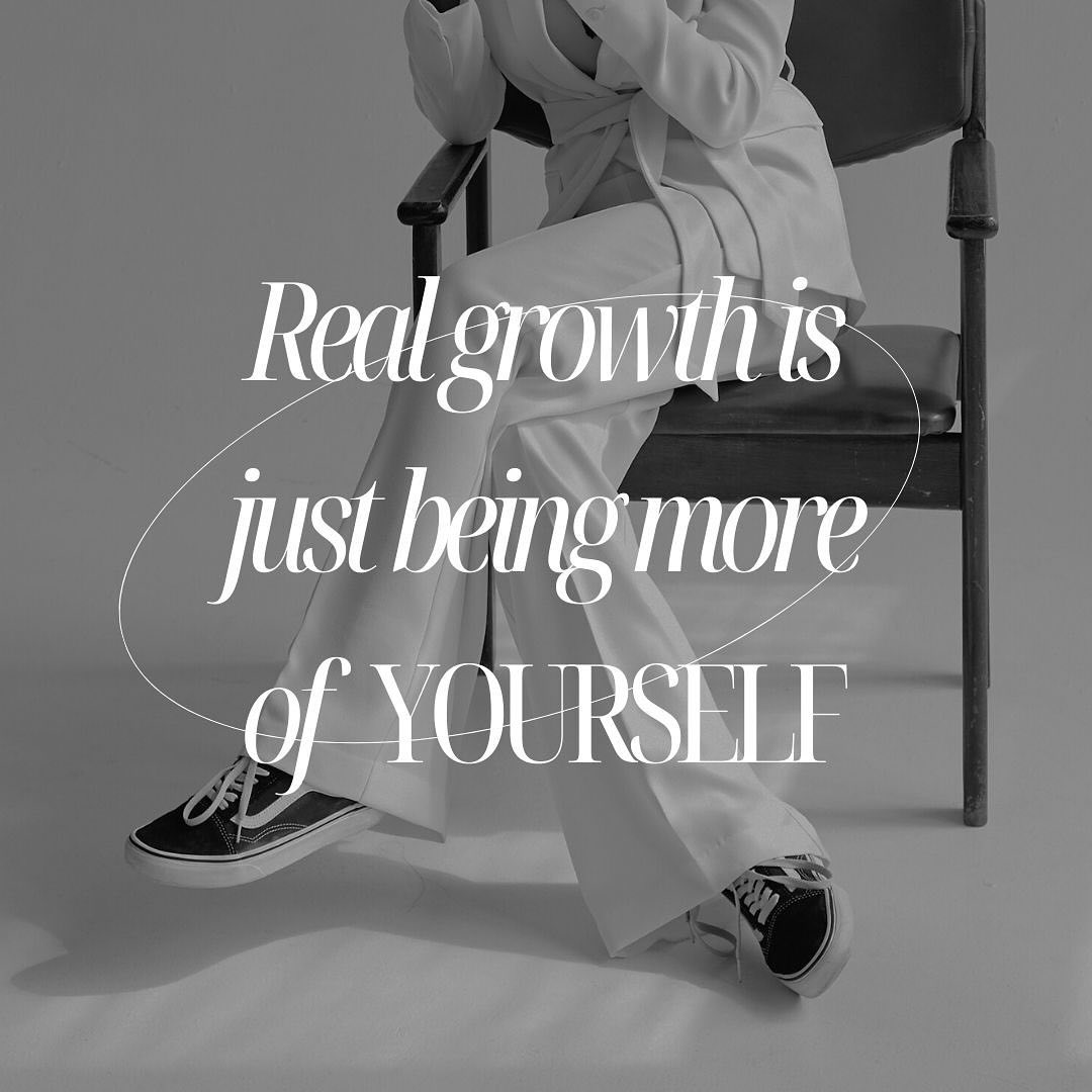 True growth means becoming more authentically yourself. As you continuously grow, you become more aligned with your true nature and values, rather than trying to be someone you’re not. Instead of changing who you are and dimming your light, let’s embrace and express our genuine self more fully. 🖤