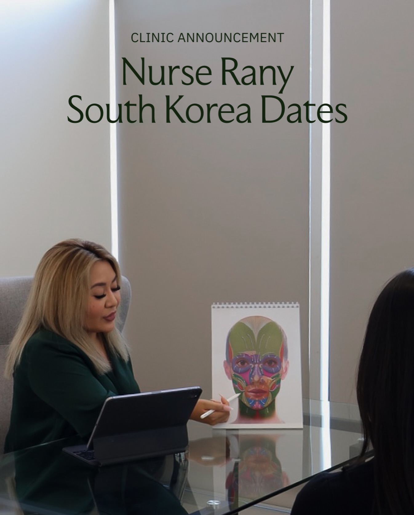 CLINIC ANNOUNCEMENT
Nurse Rany will be in South Korea from the 16th of March until the 1st of April.
If you are due for an appointment during these dates, please contact the clinic to book before she leaves to avoid missing out 💚