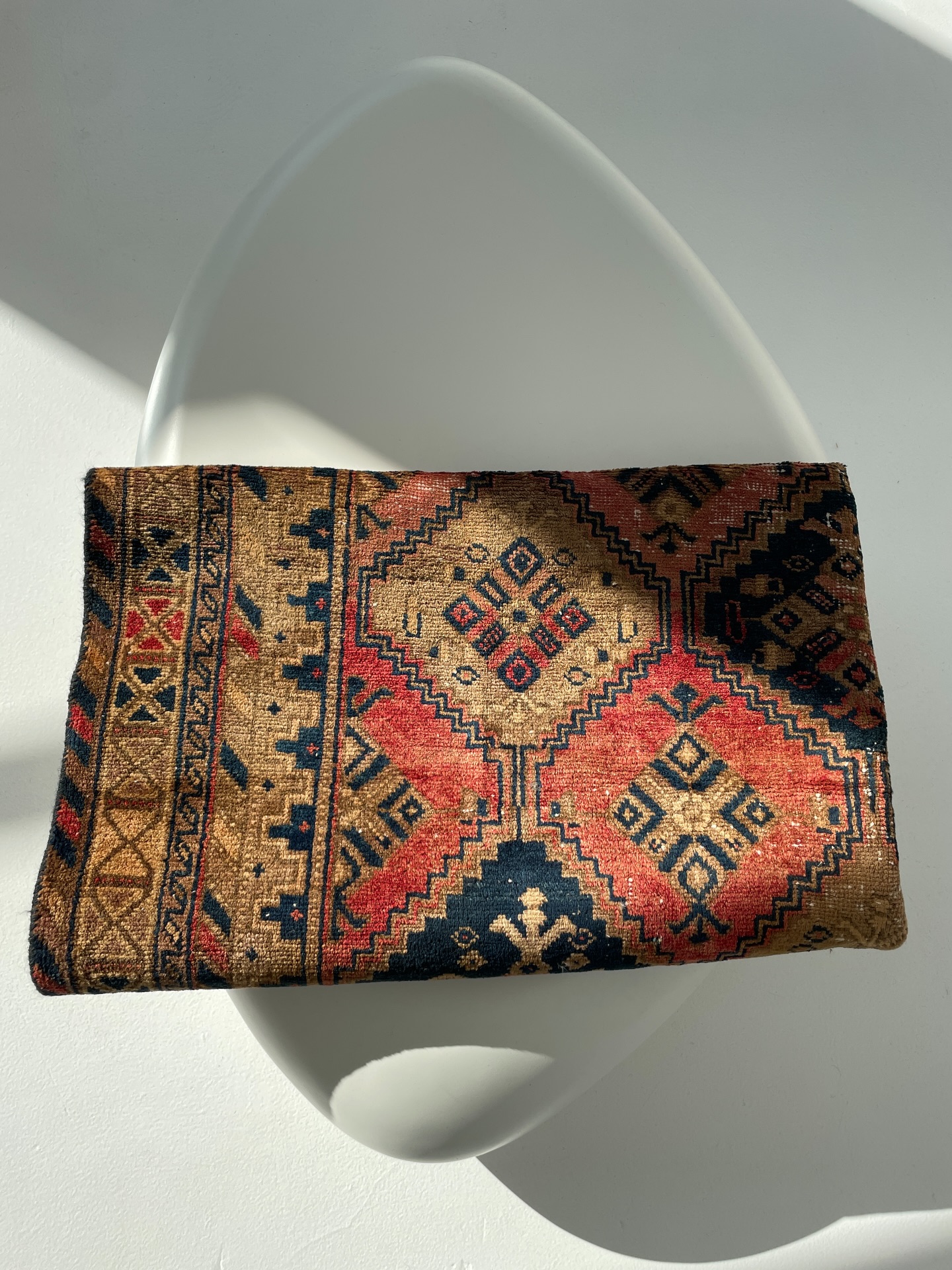 Check out one of our fantastic deal rugs! 🤩
It’s an antique piece accented with a charming touch of mustard color.
Sirjan Vintage Rug
Primary materials: Wool and Cotton
Latex: No
Pile height: 10 mm
Style: Vibtage
Primary color: Various Shades of Cream and Brown, Salmon, Orange and Navy Blue
Secondary color: Mustard, Shades of Red
Pattern: Geometric
Origin: Sirjan
Weave Type: Hand-knotted
Rug Type: Indoor
Feature: Latex Free
Rug Size: 175 * 140 cm
Shape: Rectangle
Rarity: 3/5