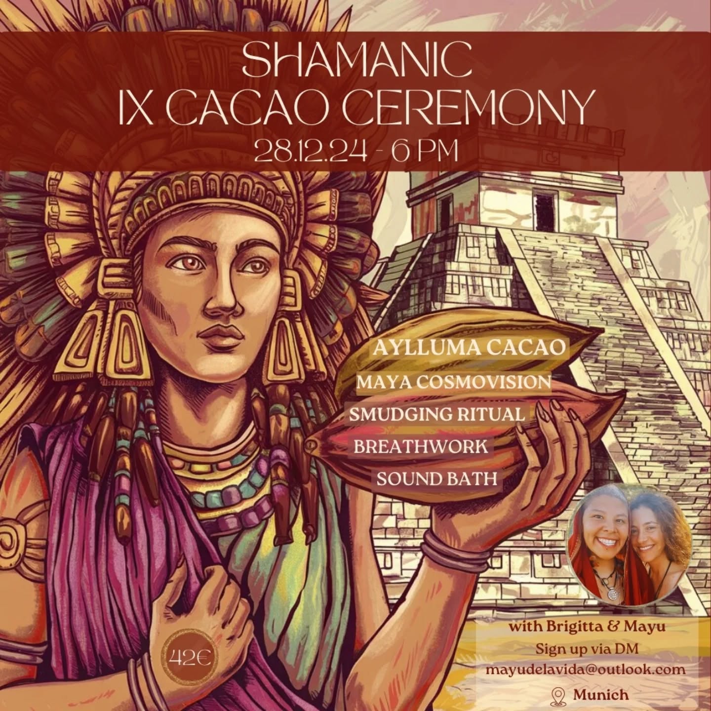 ✨🍫 28.12 Ix Cacao Ceremony 🍫✨
We’re so happy to sit in ceremony and connect with you as we celebrate the end of the year and honor the closing of the Trecena of Tijax 🗡️🪨. Together, we’ll release what no longer serves us. Invite the new and open your heart through sacred aylluma cacao, shamanic rituals, and deep connection.
This is a time for renewal, magic, and transformation. Let’s gather to honor this sacred time, and create space for growth. 💫
🗓️ 28.12.24
📍 Munich
💌 mayudelavida@outlook.com
Love, Brigitta & Mayu 🤎🪶✨
#ixcacao #cacaoceremony #sacredceremony #cacao #soundbath #cacaohappiness #mayacosmovision #ceremonialist #cacaodelavida #shamanicjourney
#Transformation #mayudelavida