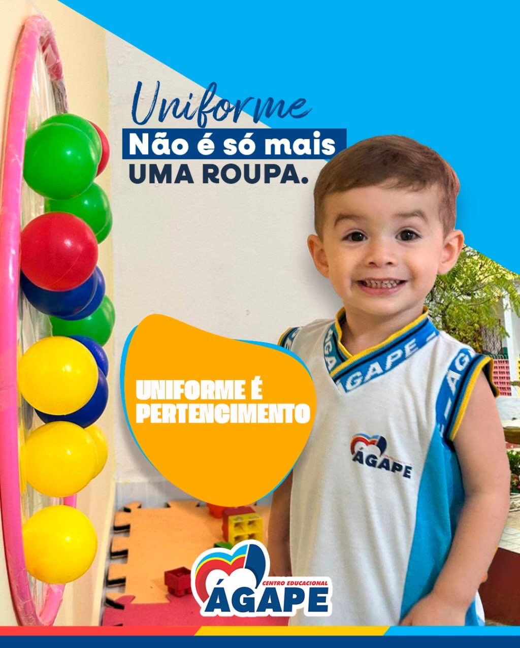 Uniforme não é só roupa.
É identidade, pertencimento e cuidado. 💙💛
Além disso, o uniforme fortalece a segurança e a identificação dos nossos alunos dentro e fora do espaço escolar, trazendo mais tranquilidade para as famílias e para toda a equipe.
Aqui no Centro Educacional Ágape, cada detalhe educa, acolhe e constrói rotina. 🤍✨
#UniformeÉPertencimento #CentroEducacionalÁgape #EducarComAmor #IdentidadeEscolar