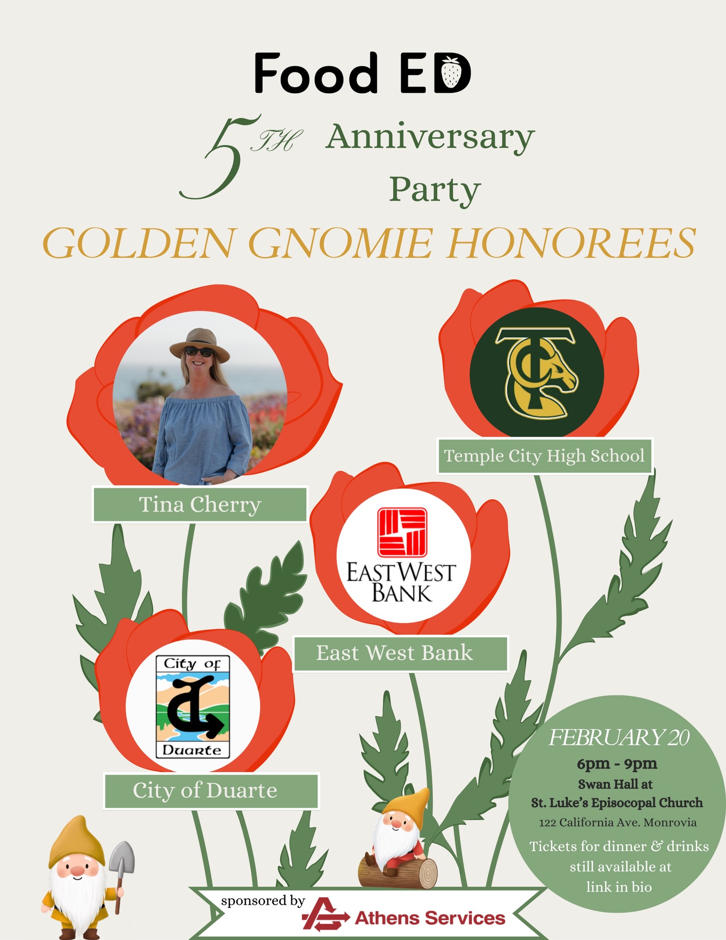 The Golden Gnomies are around the corner Friday 2/20 6-9pm! We can’t wait to spend a night honoring our volunteers, partners, and all we’ve grown in 5 years of Food ED! We have an extra big blooming thank you to our Golden Gnomie honorees for their dedication to help us achieve our mission this past year. 👏👏👏👏
There are still tickets left (link in bio), get yours today! We hope to see you there! 🌱