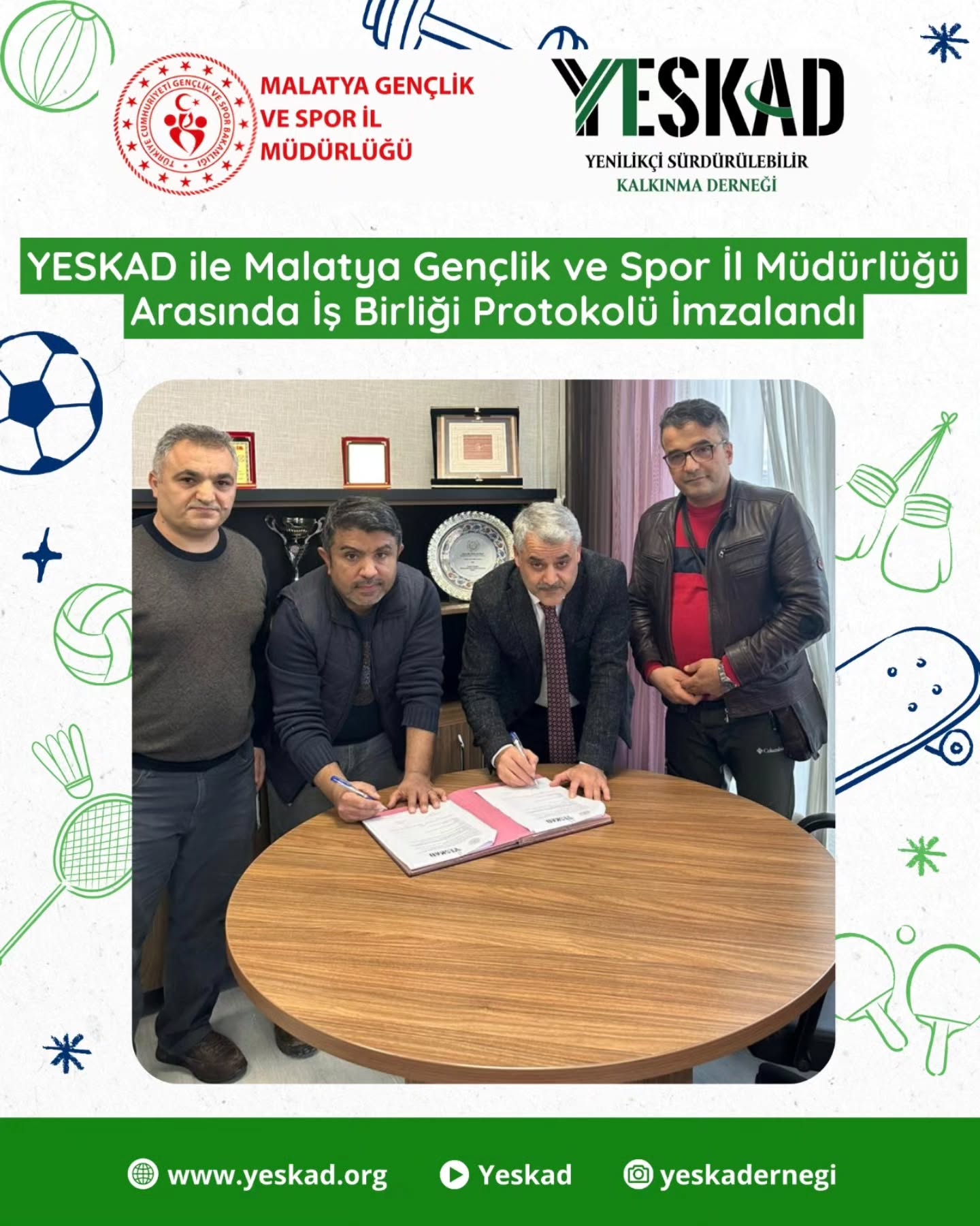 🤝 YESKAD ile Malatya Gençlik ve Spor İl Müdürlüğü Arasında İş Birliği Protokolü İmzalandı
Yenilikçi Sürdürülebilir Kalkınma Derneği (YESKAD) ile Malatya Gençlik ve Spor İl Müdürlüğü arasında iş birliği protokolü imzalandı. ✍️
Protokole, YESKAD Yönetim Kurulu Başkanı Ali Üçöz ile Malatya Gençlik ve Spor İl Müdürü Ebubekir Kayhan imza attı.
📸 İmza töreni;
YESKAD Proje Koordinatörü Hacı Mehmet Şimşek,
YESKAD Proje Ekibi Üyesi Mesut Akkoyun ve
Gençlik ve Spor İl Şube Müdürü Murat Ayhan’ın katılımıyla gerçekleştirildi.
🏆 Törende ayrıca, YESKAD tarafından yapılan faaliyetlere ve yürütülen Erasmus+ KA1 ve KA2 projelerine verdikleri desteklerden dolayı Malatya Gençlik ve Spor İl Müdürlüğü’ne plaket takdim edildi.
🌍✨ İmzalanan protokol kapsamında; yerel ve uluslararası projelerde ortak çalışmalar yürütülmesi, gençlik, gönüllülük ve sosyal içerme alanlarında iş birliğinin güçlendirilmesi hedeflenmektedir.
#Yeskad #malatyagenclikvesporilmüdürlüğü