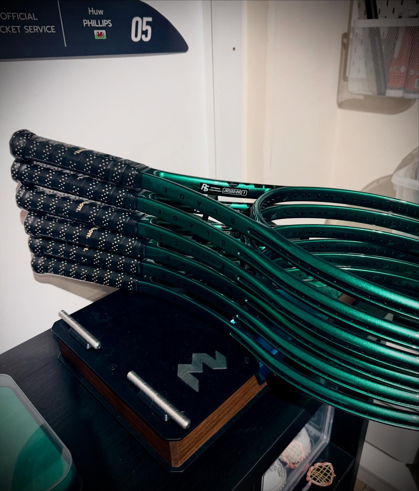 New year, shiny new frames for @jodie_burrage #custom #racketspec #tennis #london #wta