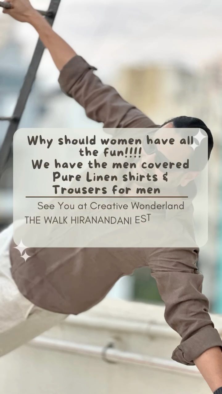 To the men out there, we got you.!
100%pure European Linen shirts for men.
And we are coming to Creative Wonderland by IWC she shines,
Venue: The Walk, Hiranandani Estate Thane.
Dates: 6th-8th Feb
Stall: D5
Time: 4:00pm-10:00pm
#creativewonderland #thane #hiranandaniestate #eventsinthane#inspiredwomenconnect