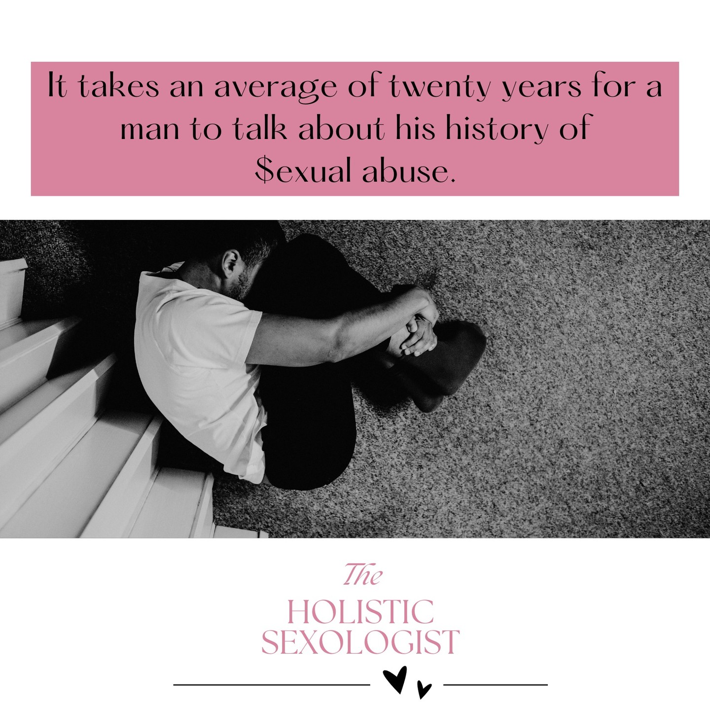 Due to the stigma induced by current norms of masculinity we see devastating statistics like this.
R*pe myths may generate feelings of self-blame and shame, which discourage victims, male and female alike, from revealing their abuse. Amongst common gender-based rape myths, one reads “only gay men are raped; heterosexual men are not”. Such false beliefs reinforce secrecy, as well as the stigma induced by norms of masculinity.
(Easton et al)
One way we can combat this is to continue to question our own beliefs around SA and gender stereotypes and to participate in creating more safe spaces for men to be believed, as well as get the help they need.
#menswellness #malesurvivors #malesurvivorsofabuse #maleadvocacy #saawareness