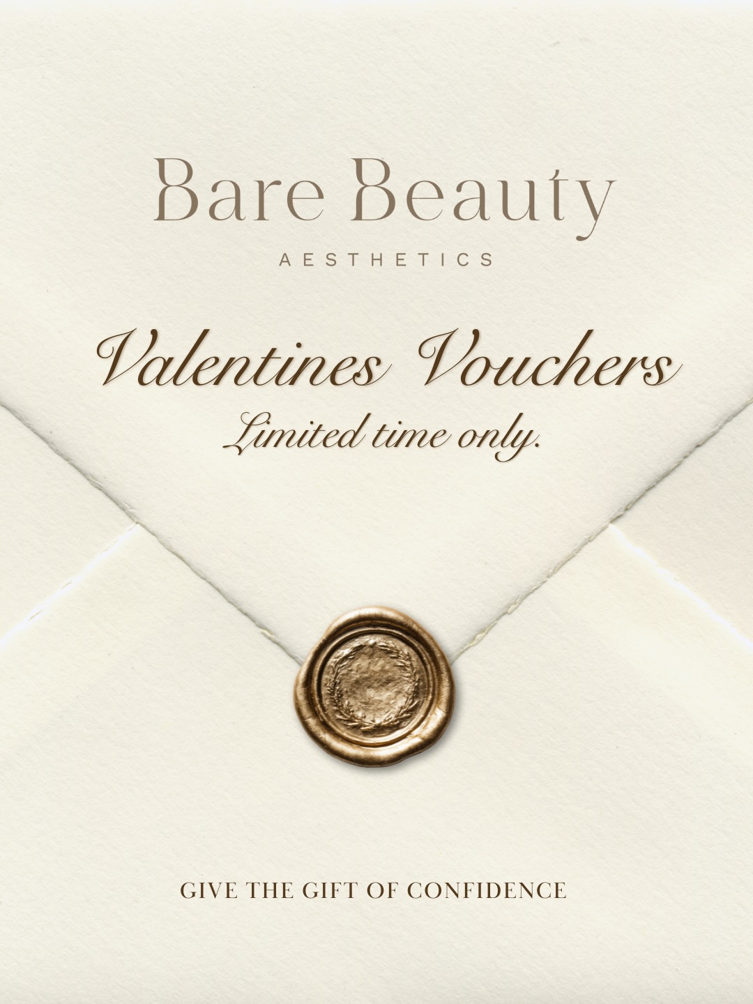 Been thinking about the perfect Valentine’s gift? 🤍
For a limited time, Bare Beauty Aesthetics gift vouchers come with a little extra to make it even more special.
Purchase $200 — Receive $240
Purchase $500 — Receive $600
Purchase $1000 — Receive $1200
A thoughtful way to gift confidence, self-care, and a personalised treatment experience.
Because I’m a little late sharing this and Valentine’s Day is just around the corner, I’ve extended this special to allow everyone time to organise the perfect gift.
Offer ends 21st February 2026. No excuses this year 😉
To purchase, please message me directly or see me in clinic.
Bare Beauty Aesthetics | Taupo & Rotorua
T&Cs: Applies to gift voucher purchases only. Valid for future bookings and not applicable to treatments on the day of purchase. Not redeemable for cash, not transferable for money, and non-refundable. Vouchers are to be used as a standalone payment method and cannot be used in conjunction with existing packages, memberships, or other offers. Services are subject to consultation and clinical assessment to determine suitability.
