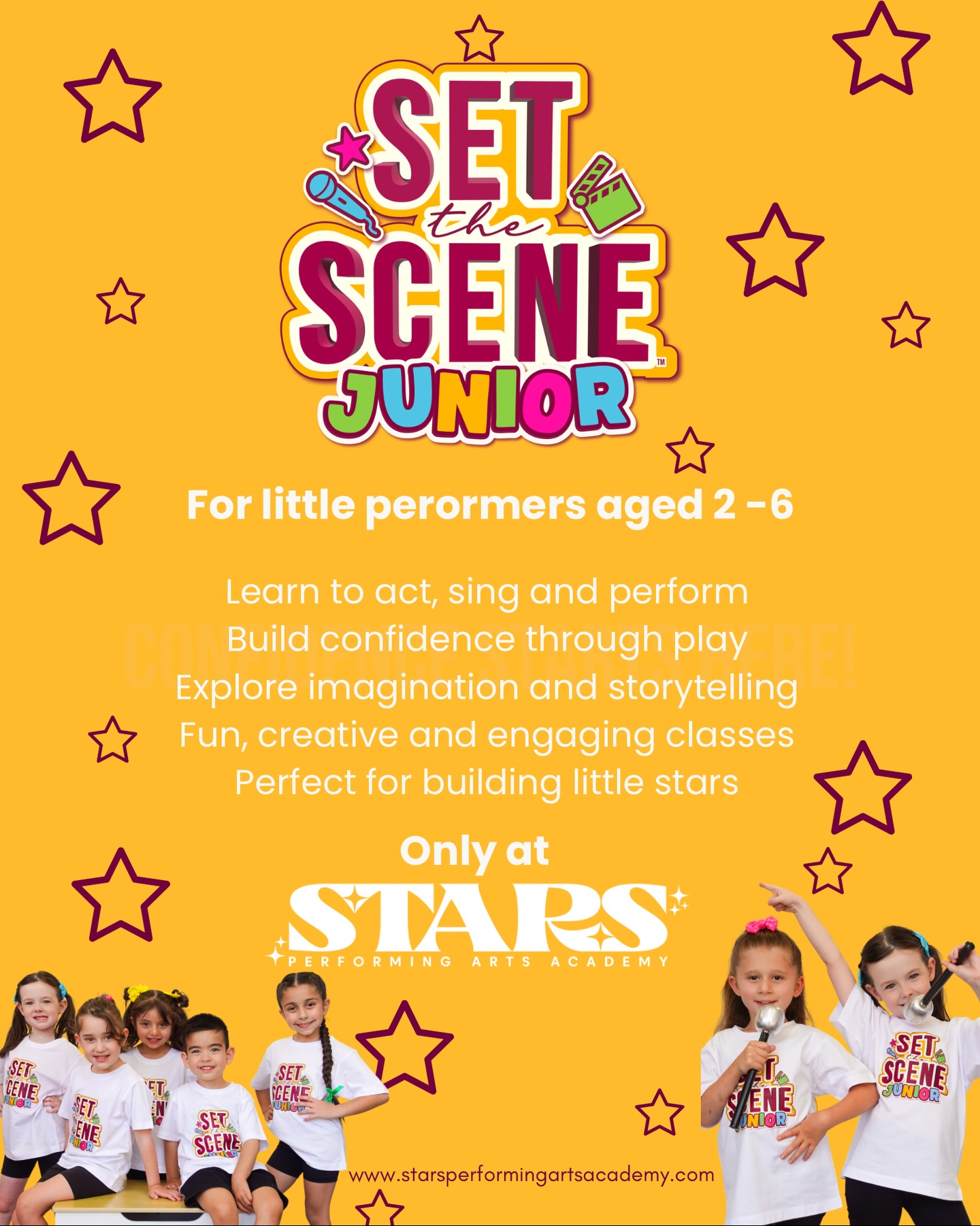 ✨ So... what is Set the Scene Junior? ✨
This program is made just for little performers aged 2-6!
Set the Scene Junior brings acting, singing, movement and storytelling together in a playful, confidence-building program for pre-schoolers.
No scripts, no pressure - just imagination, creativity and SO much fun.
Designed to help create confident kids, one tiny superstar at a time.
We can’t wait to see your little ones light up the stage (and the classroom!).
#SetTheSceneJunior #ActingForKids
#PerformingArts #CreativeKids @starsperformingarts @setthescenekids @brianna_codemo
