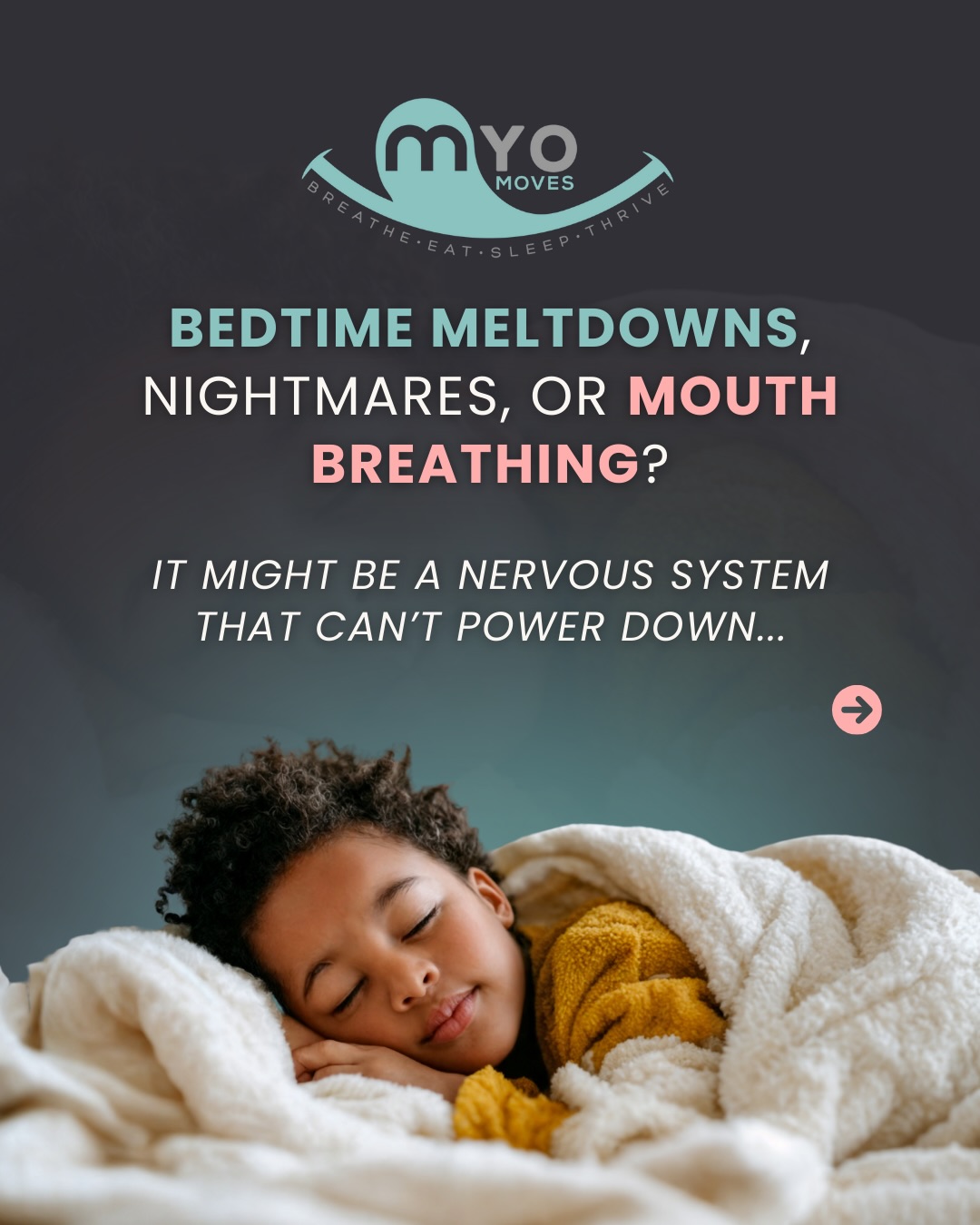 Bedtime struggles aren’t always bad sleep habits and disrupted routines, they’re often about emotional regulation.
Many mouth-breathing kids go to bed with nervous systems still stuck in high alert after a long, stimulating day. When the body is in fight-or-flight, it’s harder to relax the jaw, rest the tongue, shift into nasal breathing, and stay asleep.
One of the simplest (and most overlooked) tools is providing emotional connection before bed! Giving your child space to name and express emotions helps the brain shift out of threat mode and into rest-and-digest, which is the state their body needs for deep, restorative sleep.
Reminder: Sometimes the most powerful bedtime tool is a nervous system your child can borrow!
👇 Comment “sleep well” 💤 and we’ll share more gentle, airway-supportive bedtime tips.