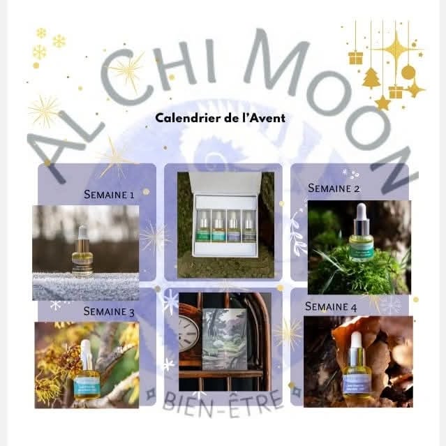 Cette semaine la lumière croît et la lune décroît...
L' enchanteresse t' emmène dans la magie des 12 nuits de Yule...
4 semaines- 4 archétypes à découvrir:
Prendre soin de soi au rythme de la lune et optimiser son énergie pour la fin de l'année, à travers une gestuelle simple et efficace.
Dans ce coffret, chacune découvrira :
* la roue des archétypes et leurs correspondances.
* un QR avec des méditations enregistrées.
* Une roue lunaire pour observer sa cyclicité.
* 4 onctions à appliquer :
- en sérum pour le visage
- en massage du bas ventre (harmoniser ses phases du cycle)
- à l'intérieur des poignets (olfaction et action énergétique),
🤩suggestion d'emploi pour le coffret de l'Avent :
🌛 Le 8 décembre, jour de lune croissant, commençant avec la 'JEUNE FEE'
comme recommandé ci dessus pendant une semaine (de préférence le matin)
🌕 Le 15 décembre, jour de lune Pleine lune, commencer avec la DIVINE
comme recommandé ci dessus pendant une semaine (en journée)
🌜Le 22 décembre, jour de lune décroissante, commencer avec l 'ENCHANTERESSE,
comme recommandé ci dessus pendant une semaine (de préférence le soir)
⭐️en cadeau, un carnet journaling offert pour tout coffret acheté. pour réaliser son bilan de fin d'année et démarrer un nouveau cycle 2025⭐️
Commandes: contact@alchimoon.be ou via SMS 0496628485
Et chez les Revendeurs participants!
Petit Rituel de YULE
Inspire la synergie Enchanteresse en olfaction, les notes intriguantes de Ciste et Ylang ylang t' aide à faire le tri, le bilan de cette année 2024. Prends une feuille et trace 2 colonnes :
✍️1ere colonne, liste toutes tes gratitudes pour les expérience que cette année t' a apporté.
✍️ 2eme colonne, liste les peurs , les blocages, les ressentiments, tout ce qui t' empêche d' accéder à 2025 de manière sereine
✂️ ta feuille en 2, entre les 2 colonnes.
📃 relis ta liste positive chaque jour.
Déchire ta liste de peurs en petits morceaux, mets ta musique préférée et danse dessus. Tu pourras ensuite les brûler en remerciant.🔥💃
#Yule #Rituel #olfactotherapie #bienetre
