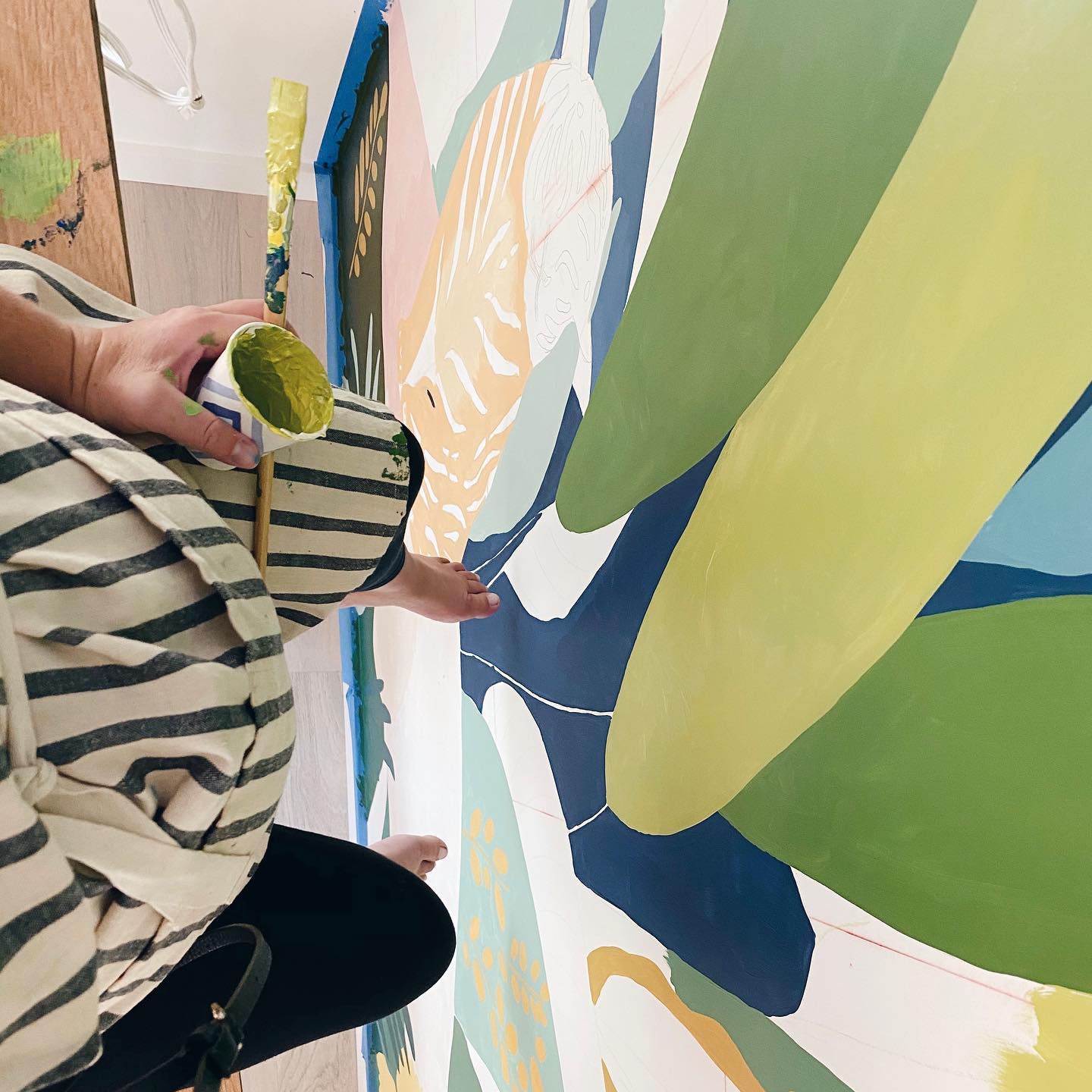 Finishing up a jungle 🐅 mural in our girl’s new playroom...baby #4 comes in 10 days!