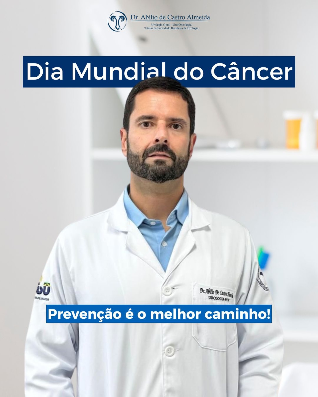 🎗️ Dia Mundial do Câncer | 4 de fevereiro
A prevenção continua sendo o melhor caminho.
Informação, diagnóstico precoce e acompanhamento médico salvam vidas.
Como médico urologista, reforço a importância do cuidado com a saúde, especialmente na prevenção e no diagnóstico precoce dos cânceres urológicos, como o de próstata, bexiga e rins.
💙 Cuidar hoje é viver melhor amanhã.
🩺 Faça seus exames. Oriente quem você ama.
#DiaMundialDoCâncer #Prevenção #Saúde #Urologia