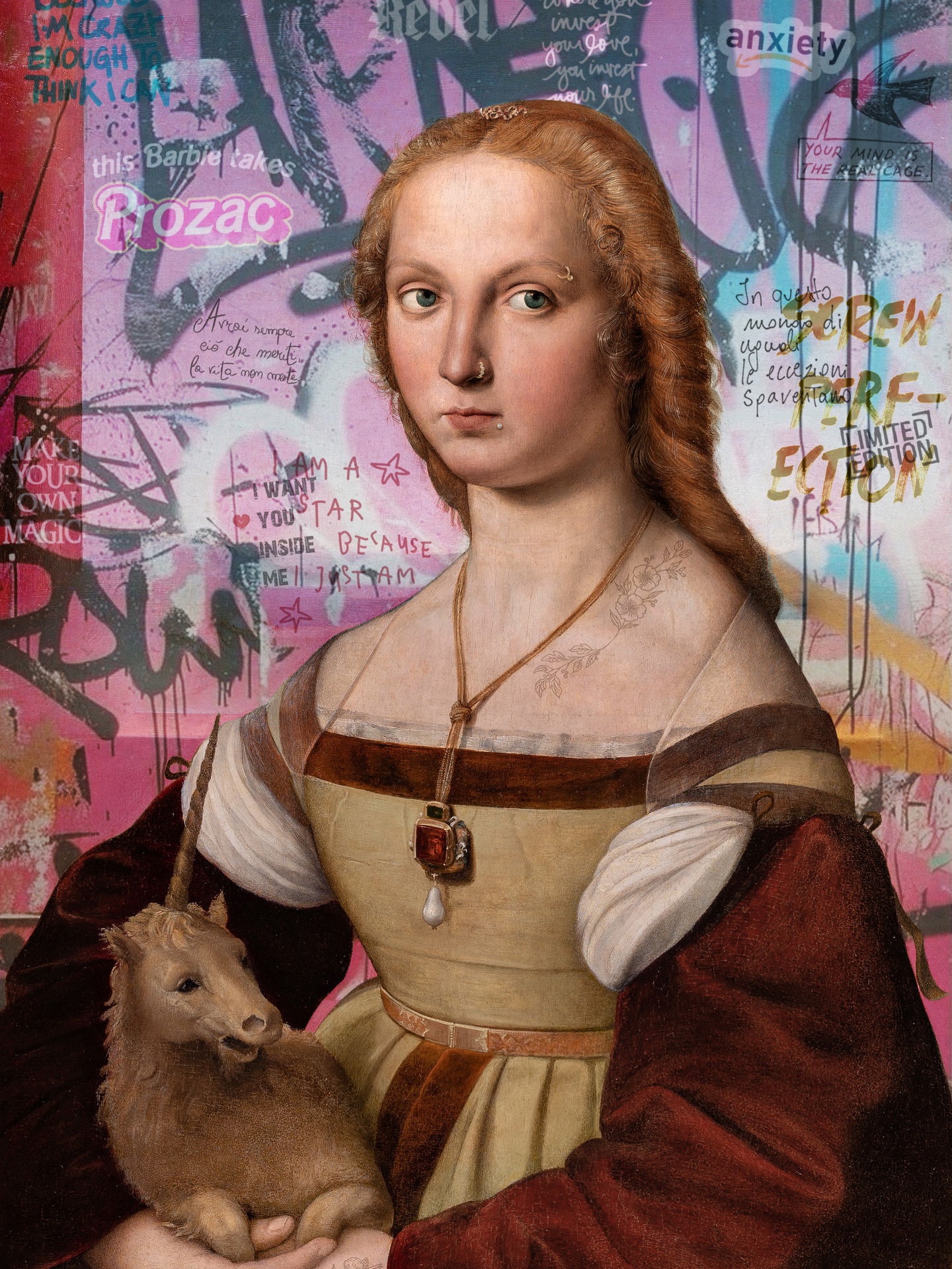 ANXIETAS by Marco Battaglini
A Renaissance face holds the weight of a contemporary mind.
Sacred beauty collides with urban fragments, revealing anxiety not as weakness, but as awareness; a threshold between fragility and transcendence.
Is anxiety a burden… or the first sign of awakening?
#TimelessArt #ContemporaryRenaissance #marcobattaglini