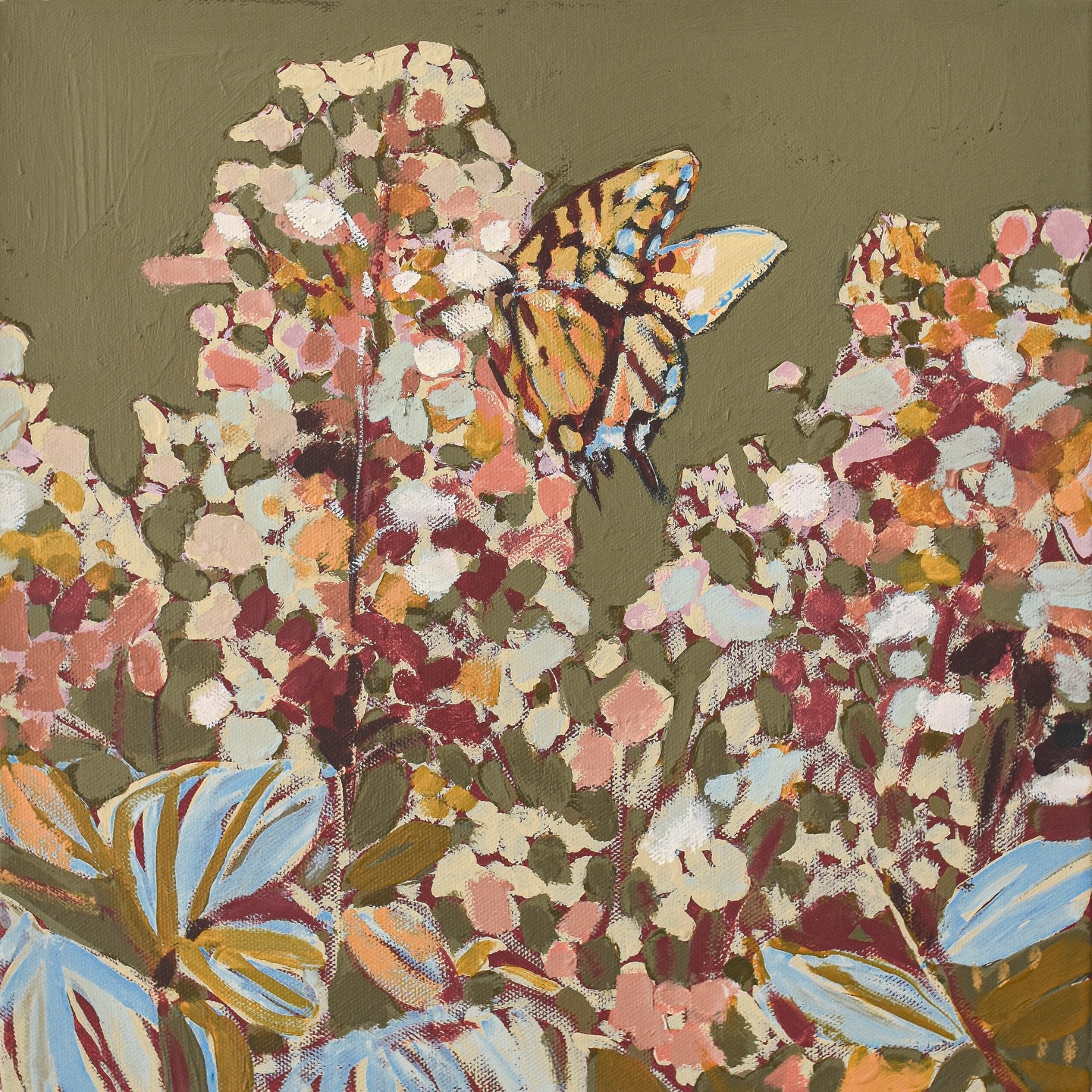 Meet “Missed You There.” I knew this collection wouldn’t feel complete without a little butterfly. 🦋
This 12x12 is joining @carongallery Tuesday, 2/10, along with 6 other pieces!