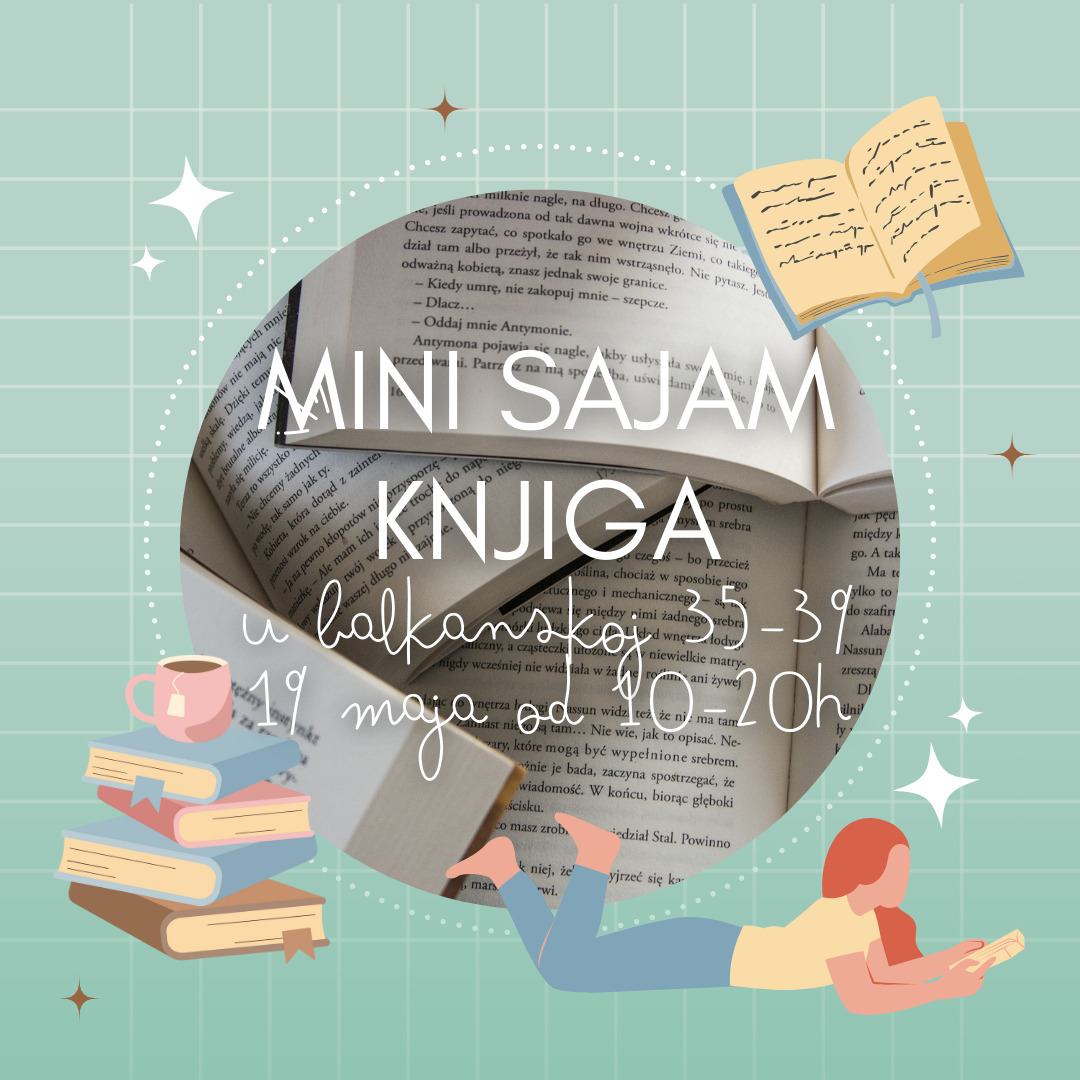 Pozivamo vas na prvi Mini sajam knjiga koji će se održati 19. maja u atrijumu u Balkanskoj 35-39, i trajaće od 10-20 časova. Dočekaće vas niz izdavača sa sniženim cenama knjiga, a na vama je samo da se odlučite koje biste najradije pročitali. Iskoristite ovu neverovatnu priliku da zapitkujete izdavače o svakoj knjizi koja vas zainteresuje.
Učesnici: Hoplit, Silesija, Media Sfera, Sumatra, Znak Sagite, Tanesi, Štrik, Plato, Red Box, Imprimatur. Navratite! #knjige #knjigoljupci