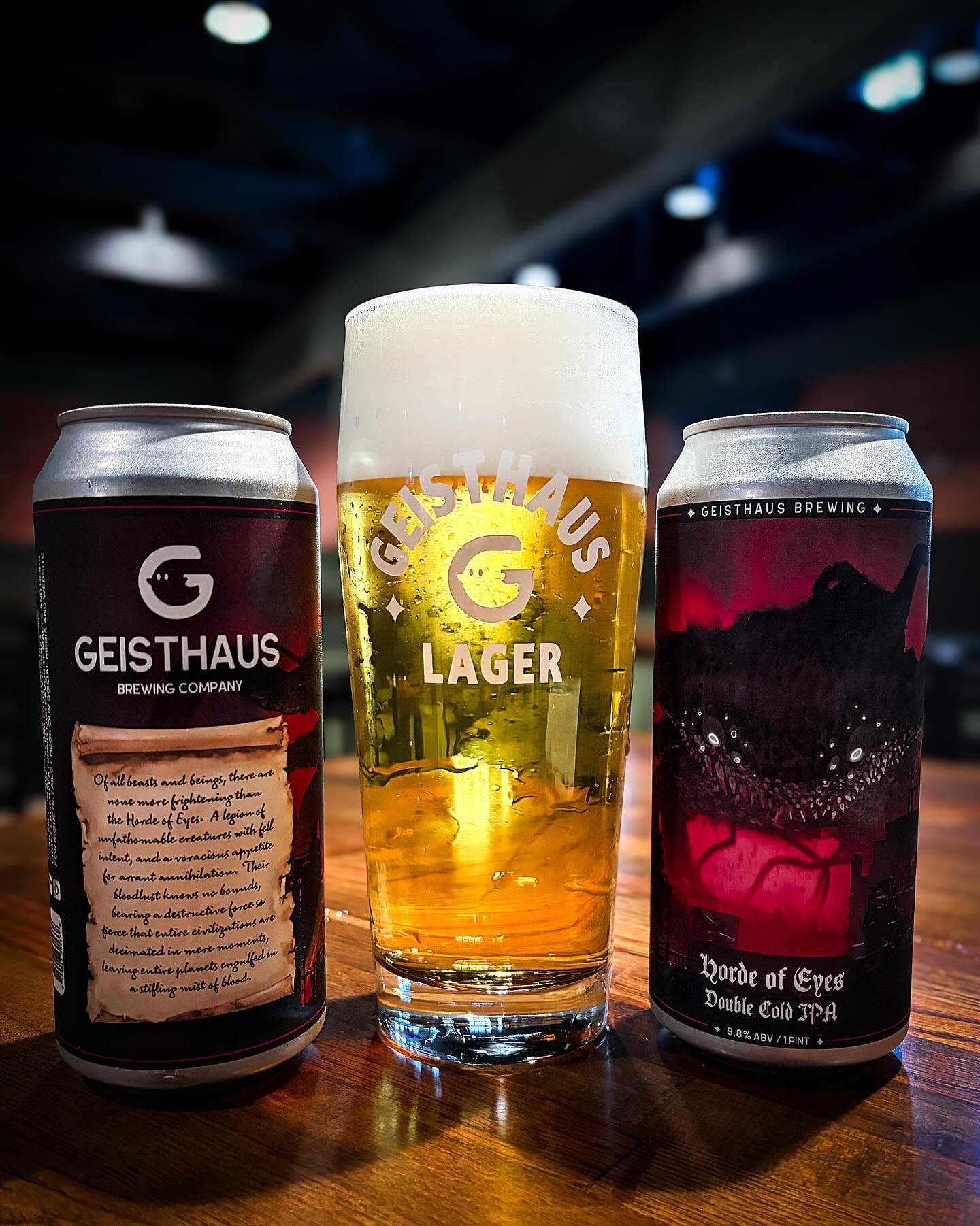 Anniversary Release 1 of 4
Of all beasts and beings, there are none more frightening than the Horde of Eyes. A legion of unfathomable creatures with fell intent, and a voracious appetite for arrant annihilation. Their bloodlust knows no bounds, bearing a destructive force so fierce that entire civilizations are decimated in mere moments, leaving entire planets engulfed in a stifling mist of blood.
Horde of Eyes. Double Cold IPA. 8.8%
An absolute monster lager that reeks of West Coast vibes. Brewed with 100% @admiralmaltings Pils malt and dextrose for an incredibly flavorful base. Hopped with a ridiculous blend of early and late harvest @freestylehops Nelson and Nelson SubZero Hop Kief, Tangier, Mosaic, Mosaic Lupomax, and CTZ Cryo. Green out to stank baggies of Tangerine Dream, blueberry crisp, sliced pink grapefruit, and a good amount o’ mango.
Available now in half-liter and 0.3 liter pours off long-neck @lukr.cz faucets. 4-packs available on our 1yr Anniversary Party, February 14th.