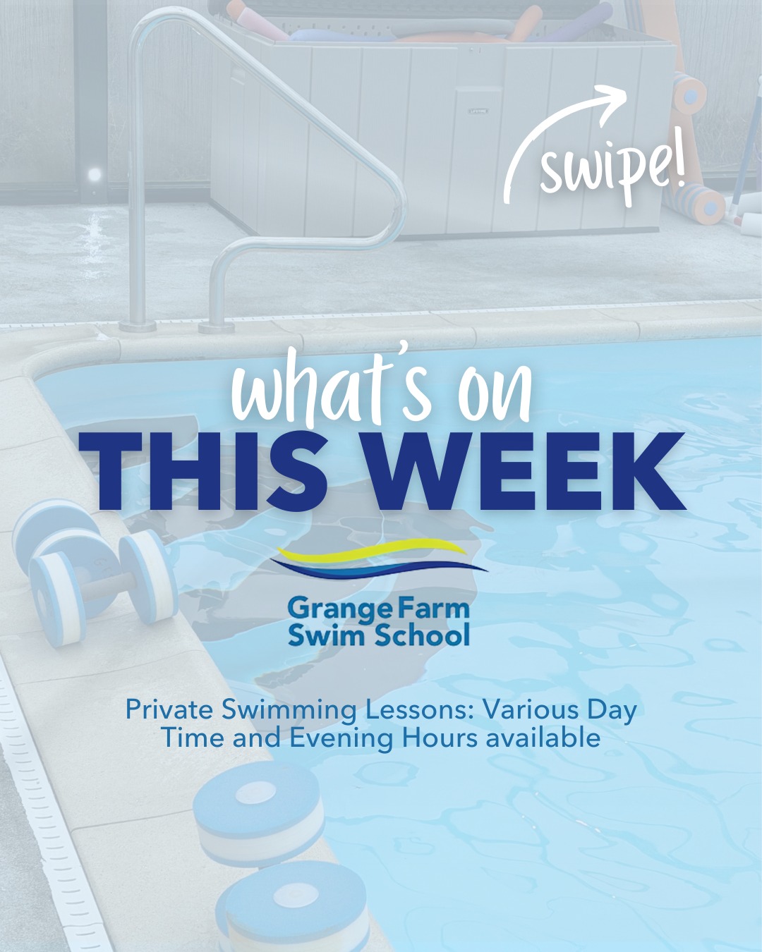 What's on this week at Grange Farm Swim School...
#aquafit #swimminglessons #privatepoolhire #fenlandswimming #swimmingincambs #norfolkswimminglessons
