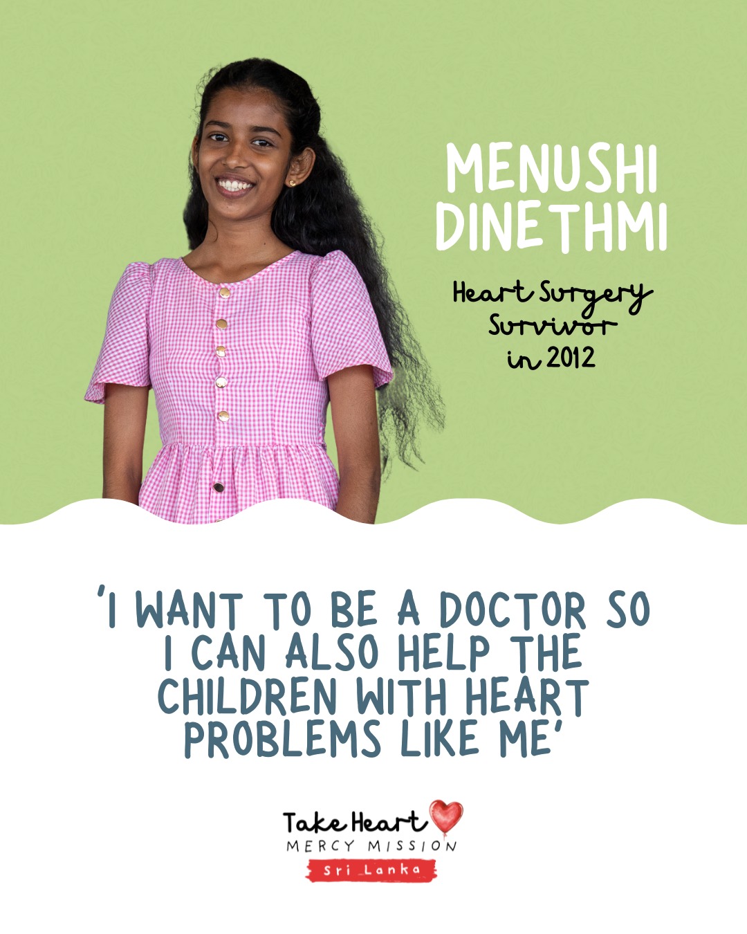 Menushi’s dream is only possible because she was given a second chance at life. With your support, we can help more children like her receive the life-saving heart surgery they need.
👉 Donate now via the link in our bio and help give more children a future full of hope.
#takeheartmercymission #savinglittlehearts #srilanka #heartsurgery #donate