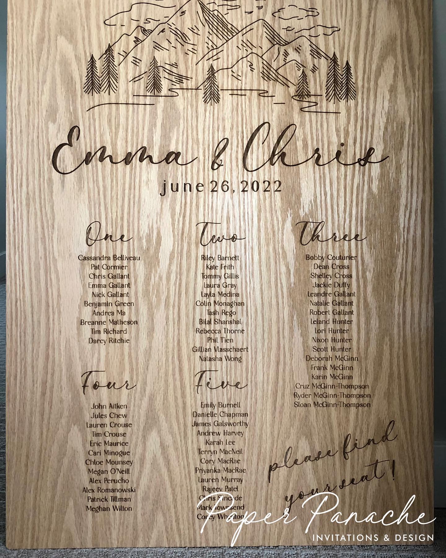 I really enjoy wood, and laser engraving a table board is very satisfying to watch being cut! #laserengraving #woodtableboard #panacheinvitations #paperpanache