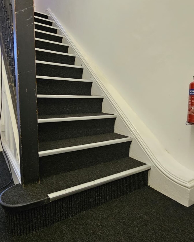 Completed this project locally today for a communal domestic/residential apartment area in carpet tiles, standard nosings and ribbed entrance matting... It has completely transformed the area for the tenants and made it safer and a little more welcoming too.. If you are a landlord and need similar or have something similar for your workplace....please do get in touch with us.. sales@gofloorit.co.uk / 01327 220555