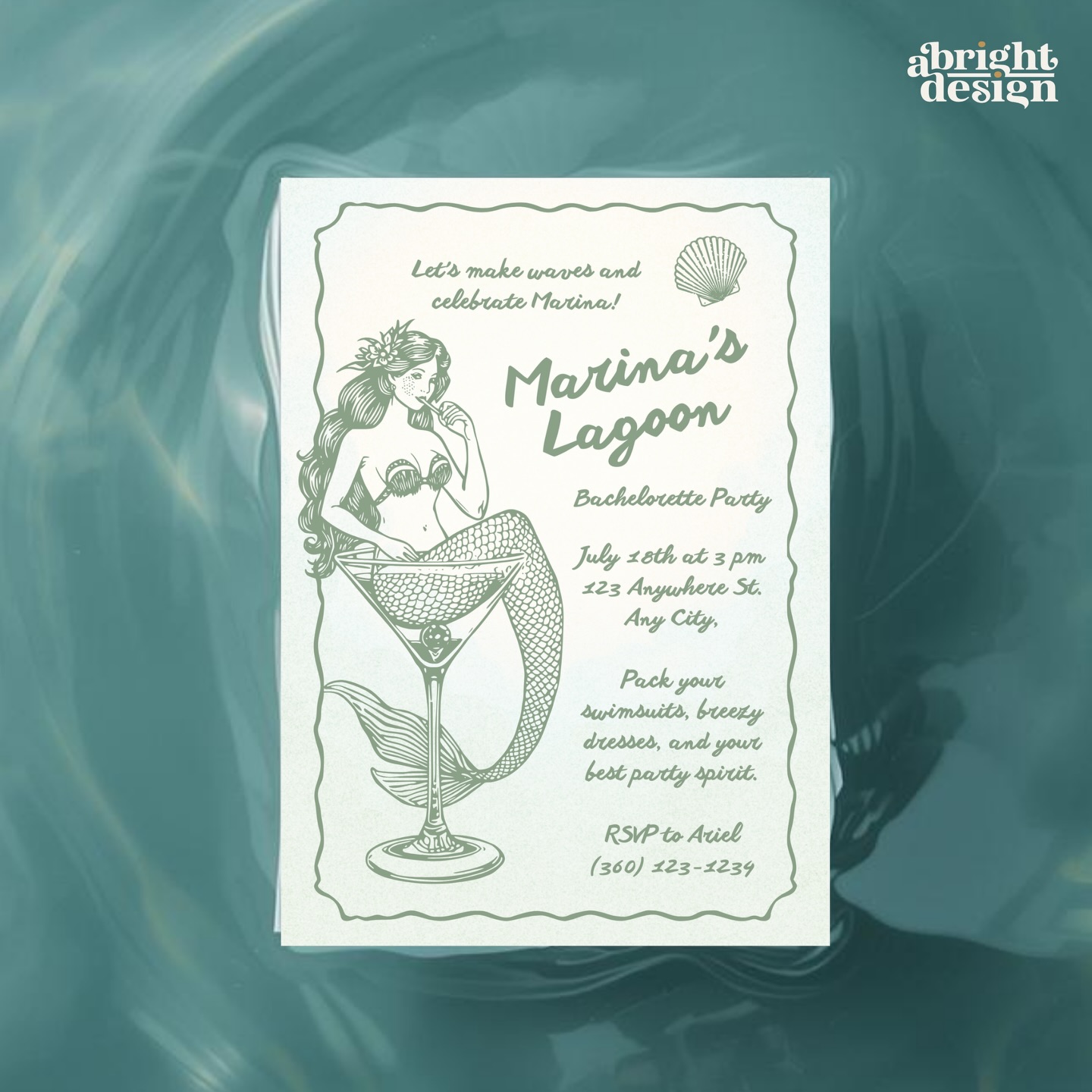 Celebrate your last splash with this fun and flirty Martini Mermaid Bachelorette Party Invitation. 🌊🍸
Designed for brides who love coastal vibes, ocean magic, and a touch of classy cocktail energy, this editable invitation blends mermaid fantasy with chic martini party style. Perfect for beach trips, boat parties, girls’ nights, or destination bachelorette weekends.
This template is fully customizable in Canva, so you can easily edit names, dates, locations, and party details directly in your browser or app—no design experience needed. Simply edit, download, and send digitally or print at home or through your favorite print shop.
—— PERFECT FOR ——
• Beach bachelorette parties
• Mermaid theme celebrations
• Coastal bride events
• Tropical girls’ trips
• Cocktail theme bach parties
#coastalbachelorette #mermaidparty #martini #tropicaldestinationvacations