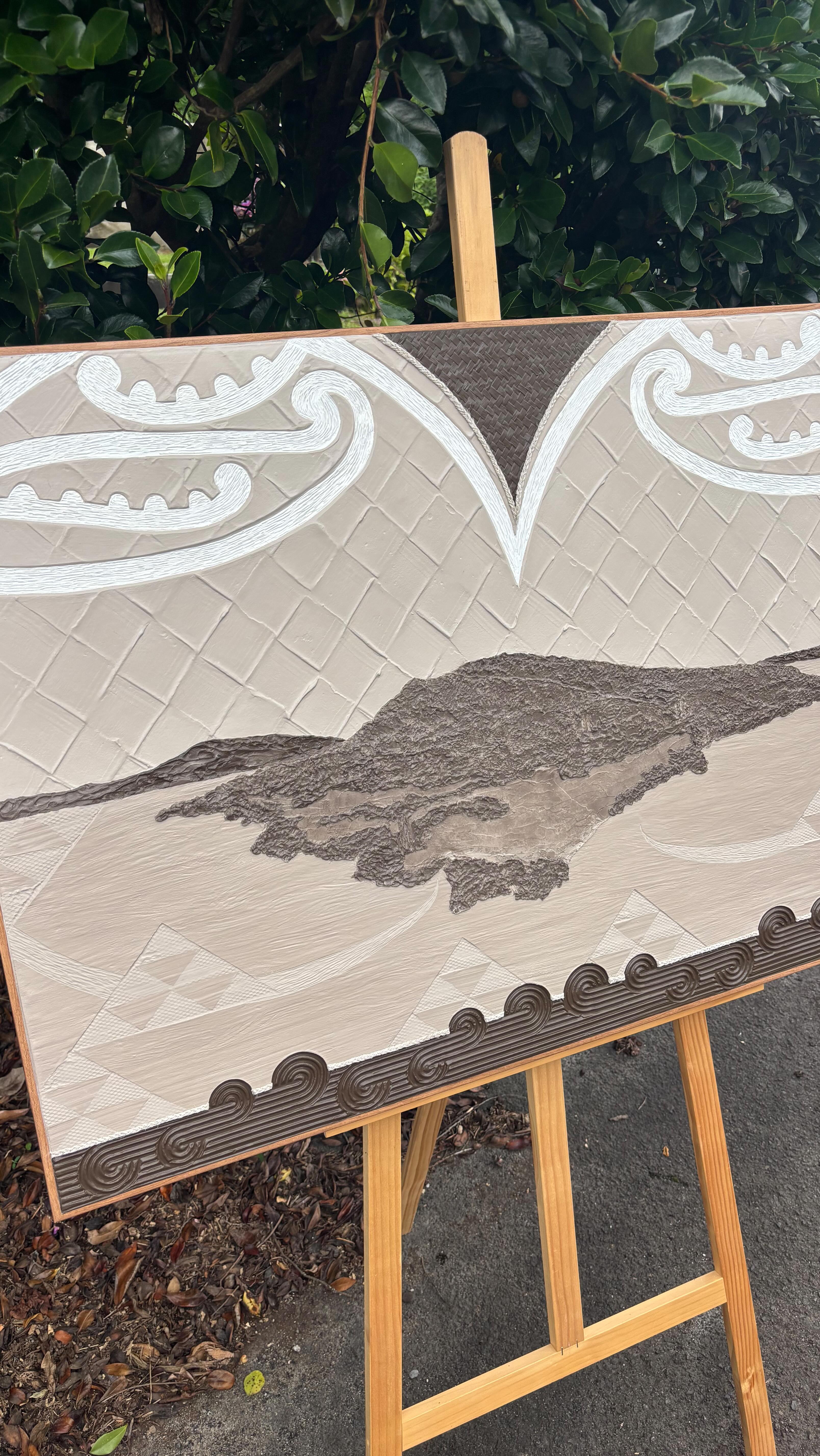 FINIALIST in the Rotorua Museum Art Awards 🤎 What an absolute privilege it is to be here.
‘He Taonga Tuku Iho’ explores Rotorua as a living inheritance — a place shaped by whenua, wai, ancestors, and story. At the heart of the work is Mokoia Island, a site of deep cultural and emotional significance within Te Arawa rohe.
The narrative of Hinemoa and Tūtānekai is not illustrated literally, but held within the elements. Sound becomes movement, love becomes journey, and whakapapa becomes landscape. Flowing patterns from Tīpuna above reflect the act of holding, protecting, and passing on knowledge and identity. In the distance, Ngongotahā stands as a quiet ancestral presence — a kaitiaki watching over the lake and those who move within it.
Rather than depicting a single moment or story, the work speaks to the way narratives live within place, carried through memory, care, and connection. The landscape itself becomes a taonga — shaped, protected, and handed down across generations.
Finialist exhibition is free to visit at the Sir Howard Morrison Centre, Rotorua, until 1st March. All works available for purchase ✨
#rotorua #taonga #mountain #art #aotearoa @rotoruamuseum