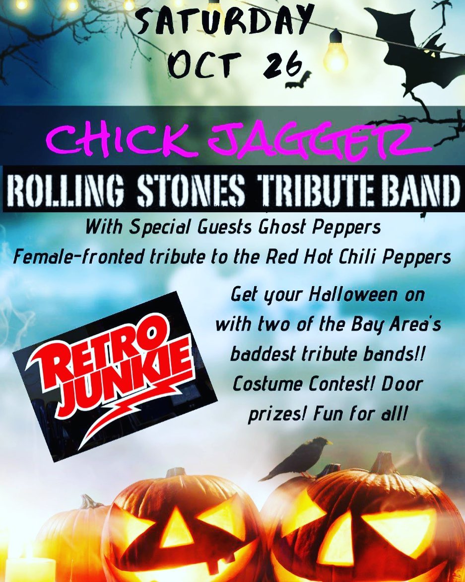 Ready for the #baddest and #raddest #halloween #party in the #eastbay ?? Get your Halloween on with #chickjagger @retrojunkiebar this #saturday !!! #rollingstones #tribute #walnutcreek #halloweenparty #retrojunkie #rocknroll @christinamichellerocknroll is @chick_jagger