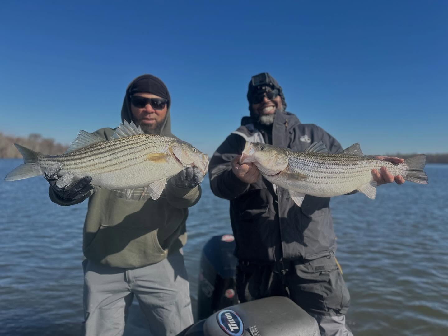 It’s always a fun day when @g_bfishing and @bigmoose28 hit the deck. The team boated over 70 stripers today with 20 over the 8lb. mark. Needless to say it was a good day, enjoyed it guys! #winterfishing #striperfishing #striper