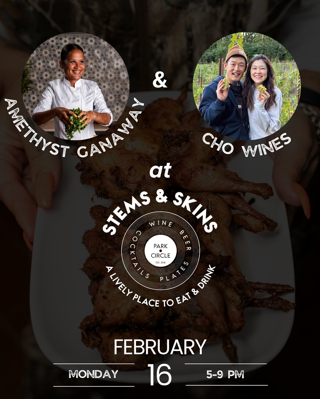 This weekend at Stems & Skins is not to be missed! All weekend: Sip CHO Wines by the glass — Rosé, Chardonnay, and Pinot Noir — before the main event.
Monday, 2/16: Amethyst Ganaway takes over with her popup, serving 5–9 PM. @getchowines will pair live from 6–8 PM. Swipe to see Amethyst’s menu.
Sunday, 2/15, 1–4 PM: Catch both Amethyst and Lois Cho at the AAPI Lunar New Year Celebration on the Food For Thought panel at Storehouse 9.
Giveaway: Share and comment on this post for a chance to win a $50 Stems & Skins gift card to use Monday. A weekend of amazing food, wine, and conversation!