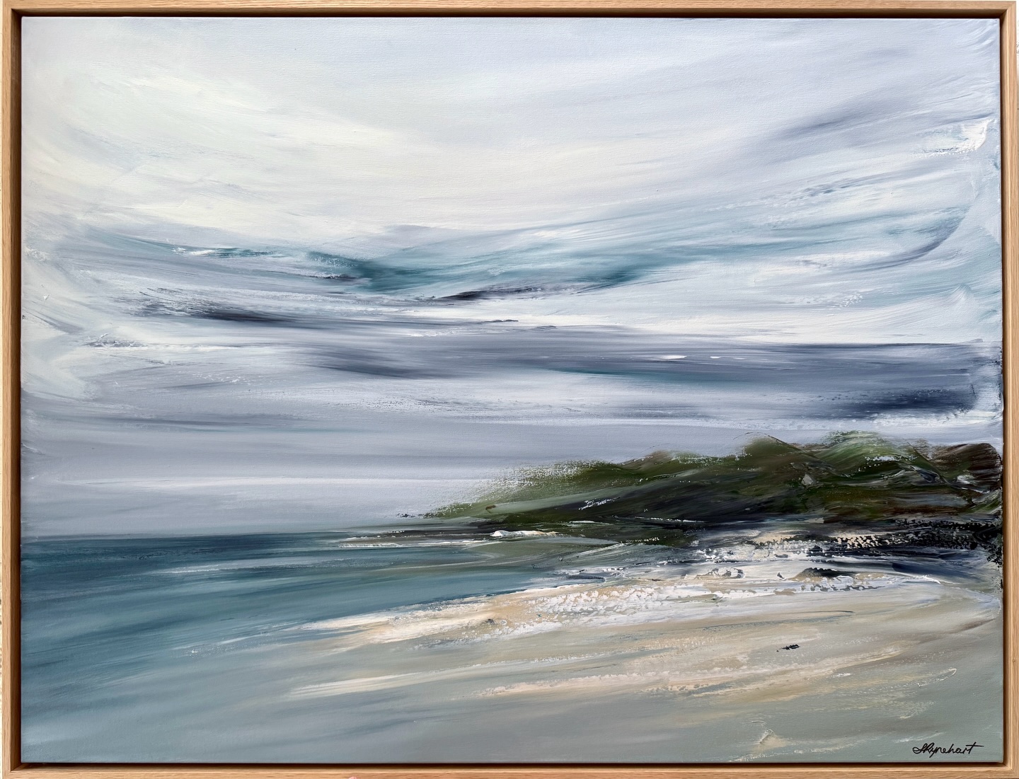 NEW 🤍“ ‘𝑾𝒊𝒕𝒉 𝑬𝒗𝒆𝒓𝒚 𝑩𝒓𝒆𝒂𝒕𝒉’…there’s release. A letting go of what has been held for too long; pain, frustration, confusion, anger, grief...whatever it is that we’re holding onto so tightly.
Like the breeze across the coastline, each breath carries away what no longer needs to be held. Clarity comes not through direction, but through acknowledgement and acceptance. It’s a quiet trust that moving forward is still possible, even without clear direction or answers…”
Read more and view this N E W atmospheric beachscape online now. ✨
#artthatinspires #atmosphericart #coastal_collection #paletteknifeart #witheverybreath