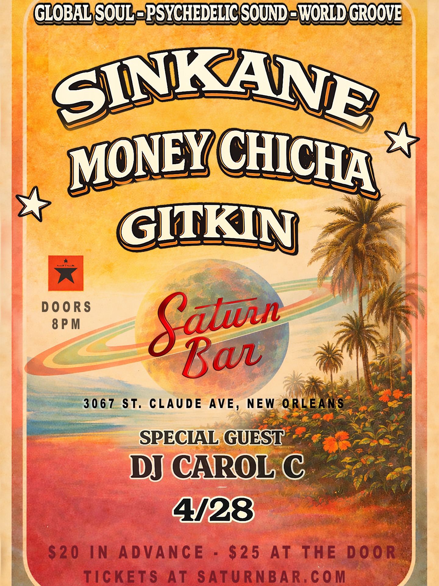 This Jazz Fest bill really came together! 🌀
200 tickets available for pre-sale
Link in bio 🎟️
4/28 @ @thesaturnbar
@sinkane
@moneychicha
@gitkin_music
@carolcnyc