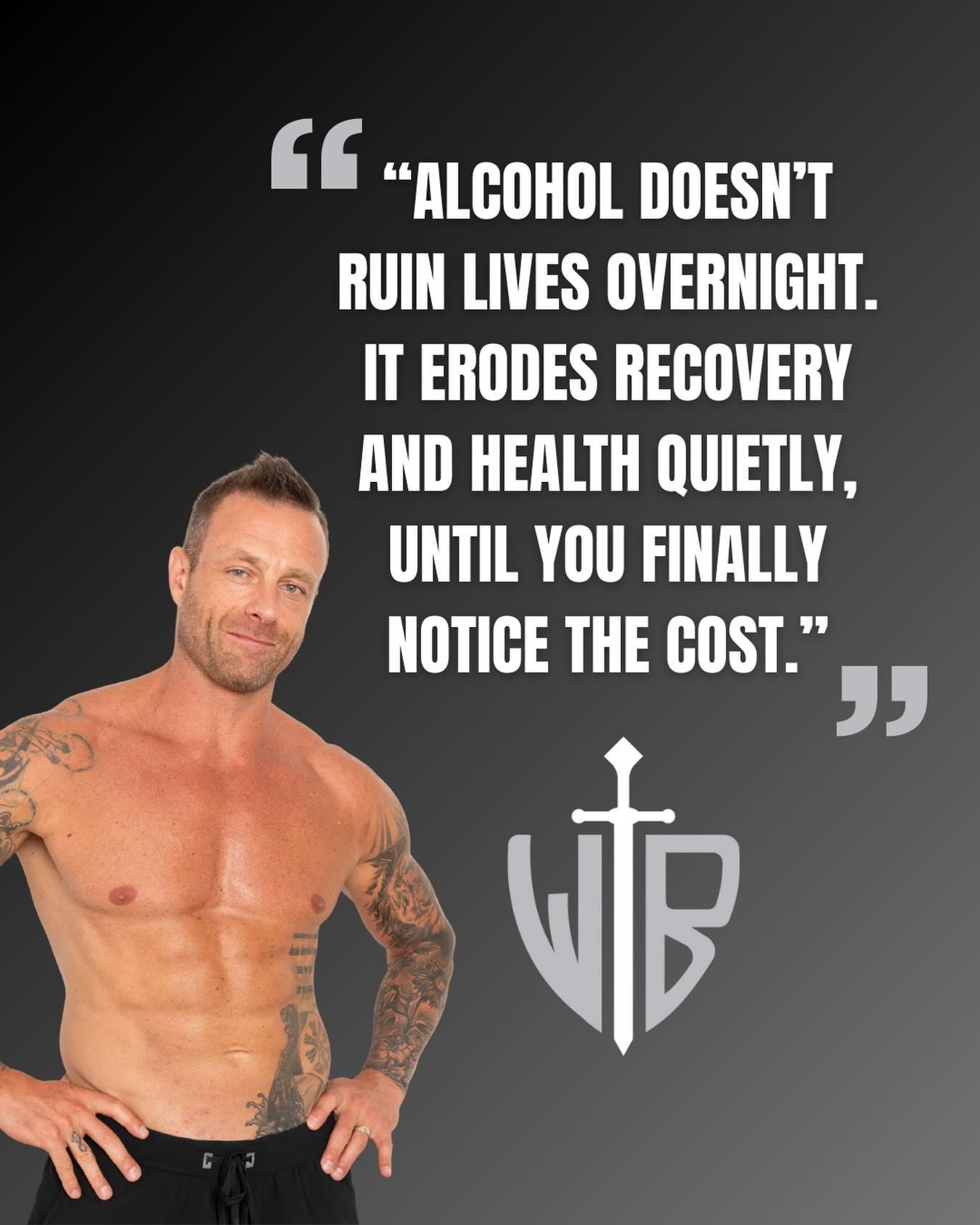 Real talk:
Most people aren’t drinking themselves into rock bottom.
They’re drinking themselves into mediocrity.
Poor sleep. Low energy. Slower recovery. Stubborn fat. Achy joints.
If you want a strong body, sharp mind, and resilient life—recovery is non-negotiable. And alcohol is never neutral.