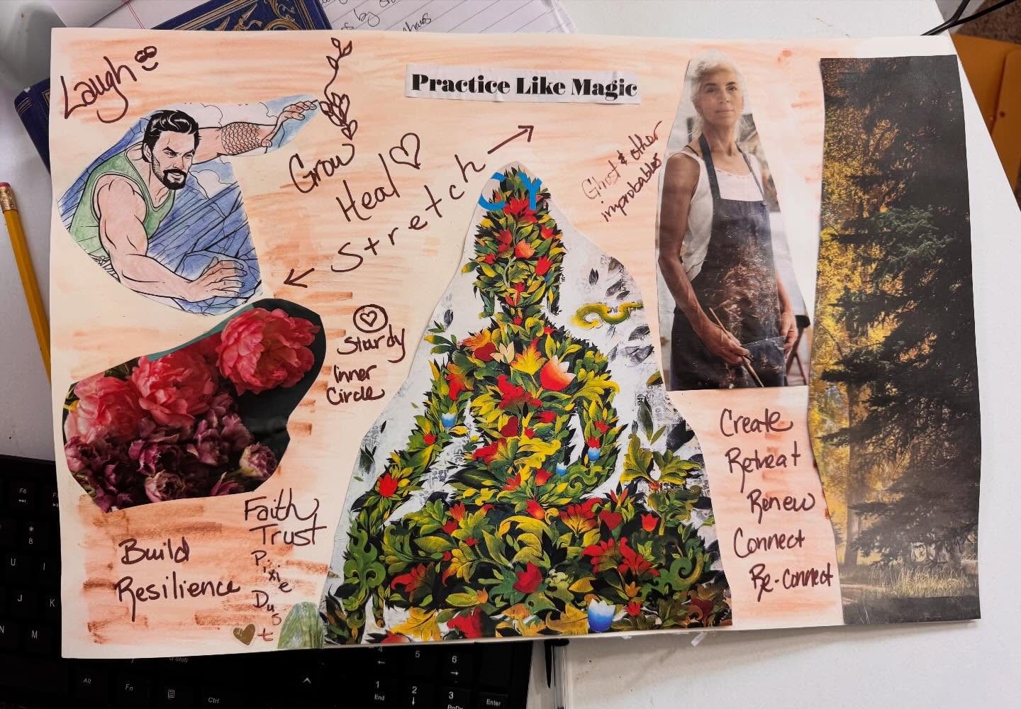 Looking back at my 2025 vision board and getting ready to set my 2026 intentions at the workshop tomorrow. I’m especially fond of the Jason Mamoa climbing piece. I did climb more last year! Thanks for letting me use your coloring book, Dena!!
@ortinggirl