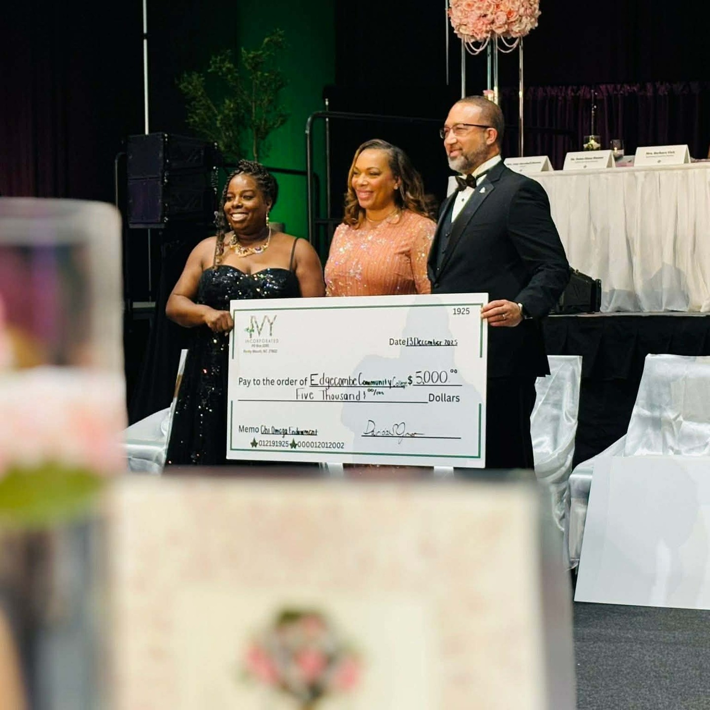 Ivy Incorporated presented Edgecombe Community College a donation to the Chi Omega Scholarship Endowment Fund at the college during their Centennial Celebration!!!
