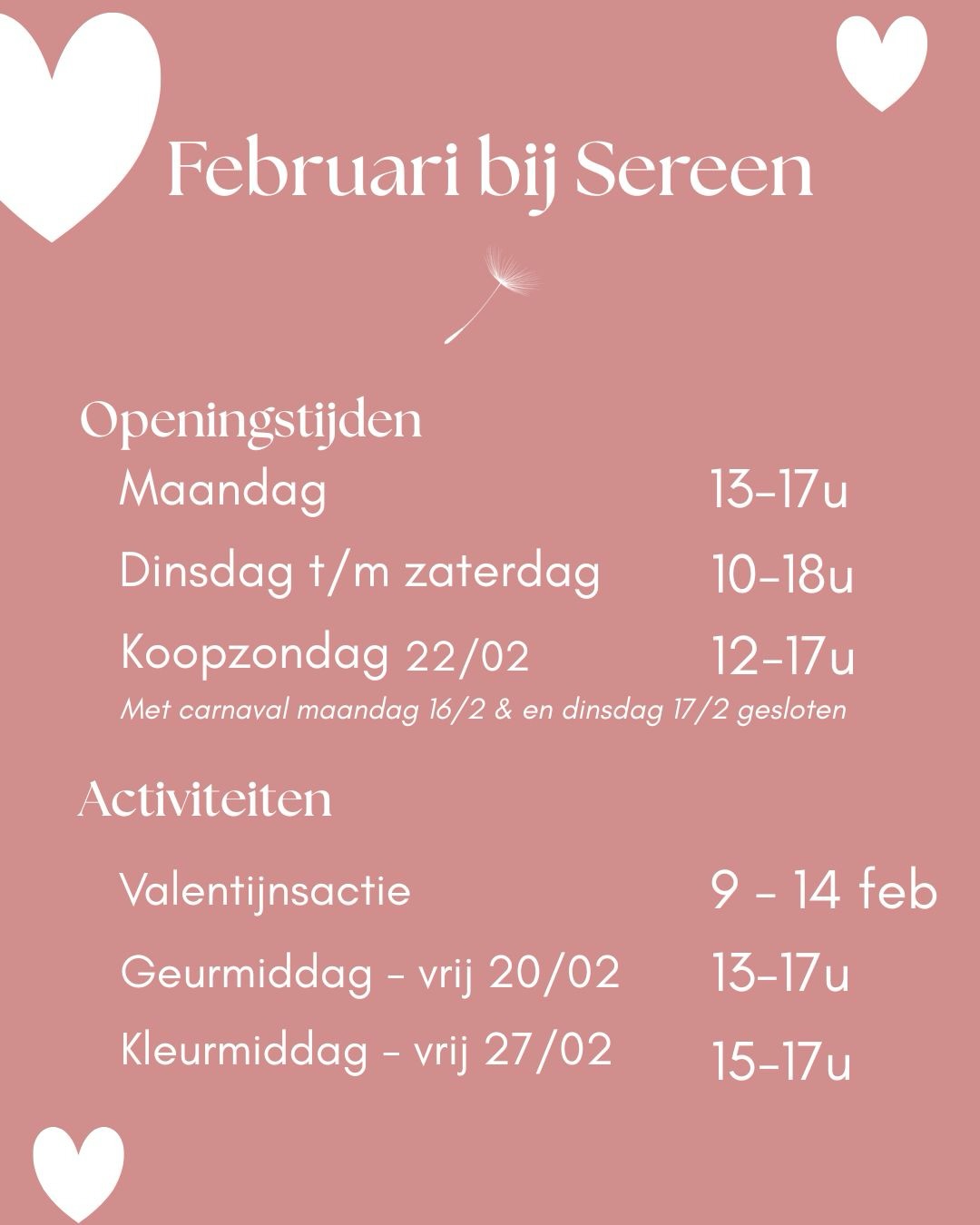 Februari bij Sereen! Met een mooie valentijnsactie en geur-& kleuradvies zoals elke maand.
#sereen #valkenswaard #damesmode #kleding